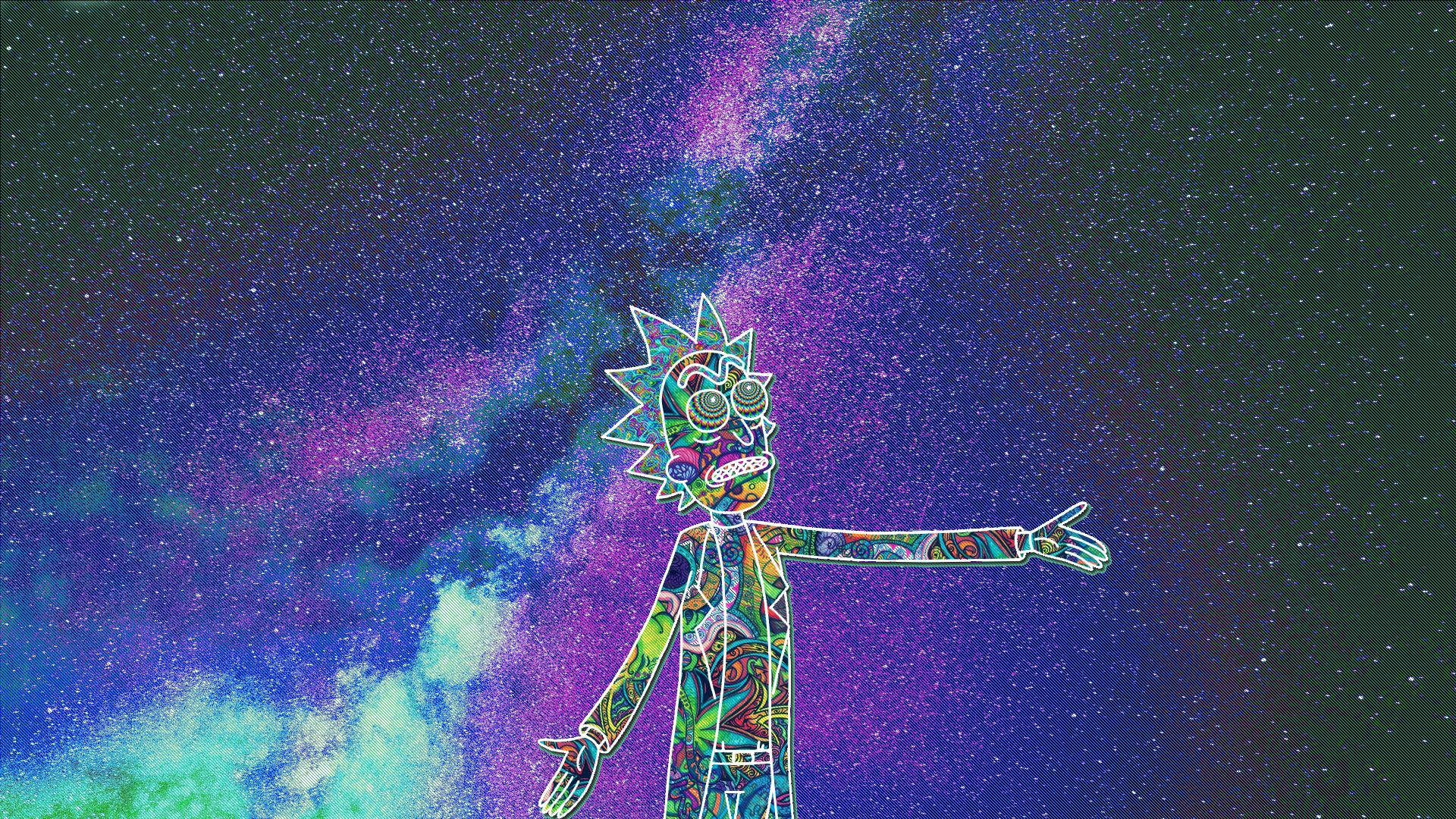 Rick And Morty Trippy Line Art Wallpaper