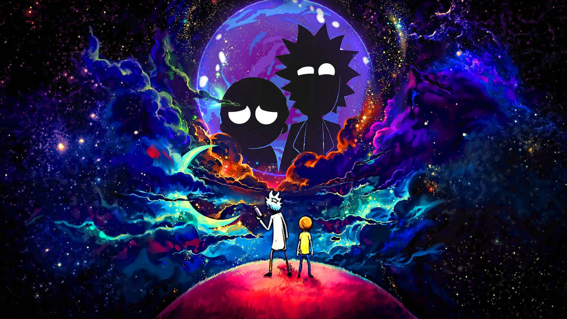Rick And Morty Trippy Parallel Universe Wallpaper