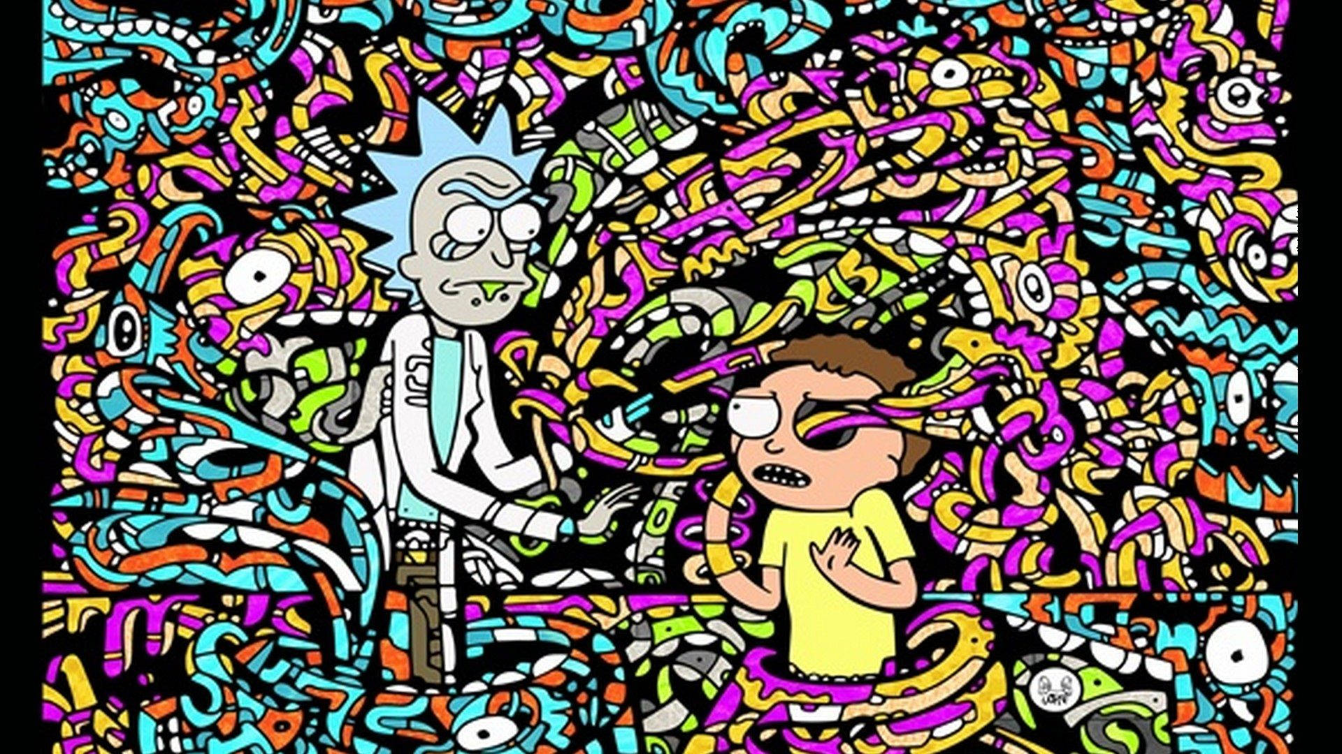 Rick And Morty Trippy Snakes Wallpaper