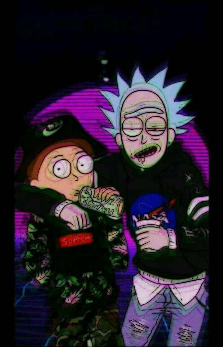Rick And Morty Wearing Hip Hop Outfits Background