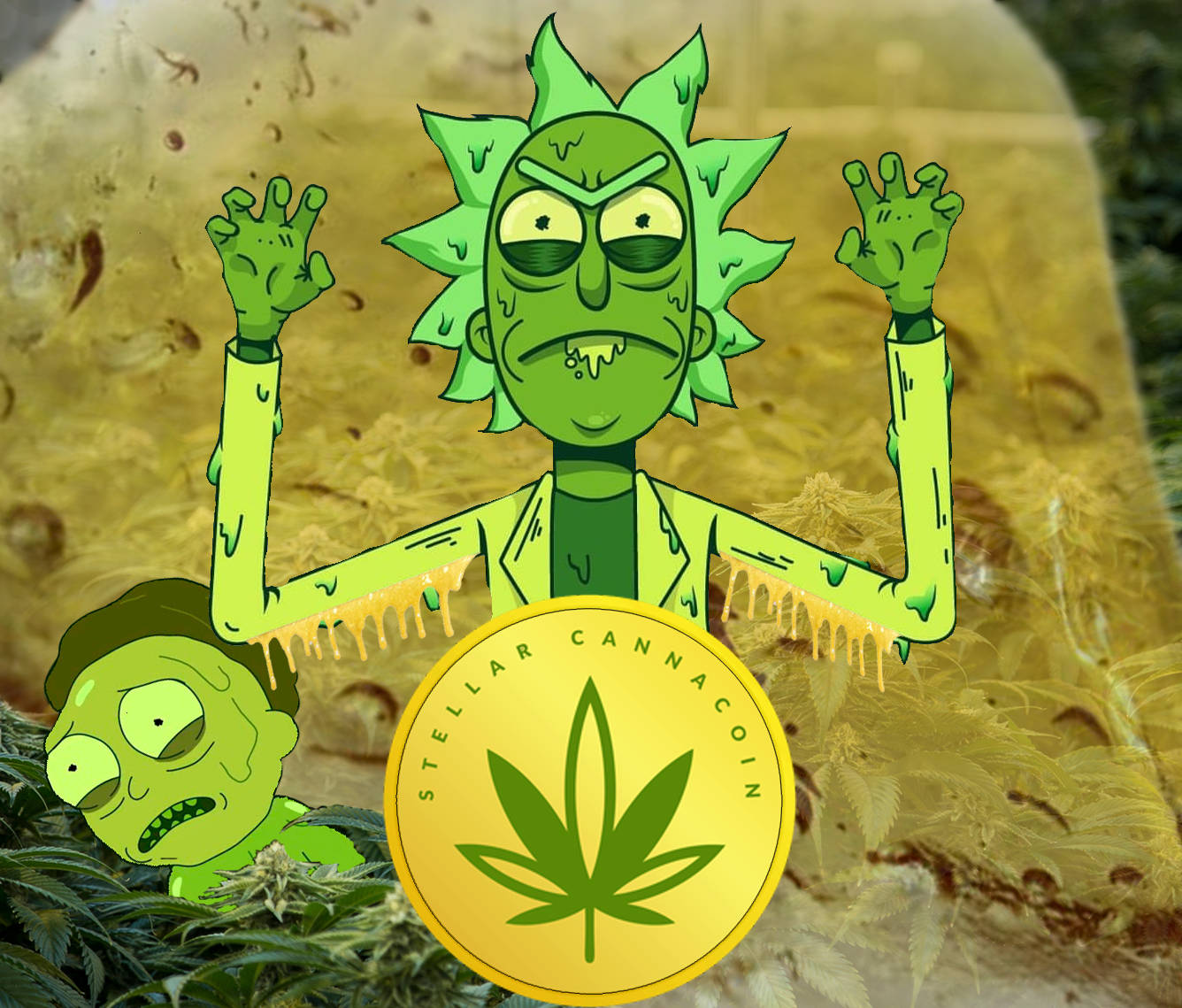 Rick And Morty Weed Toxic Goo Background