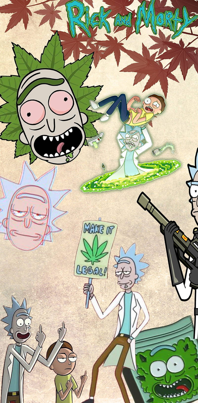 Download Sitcom Rick And Morty Weed Wallpaper 