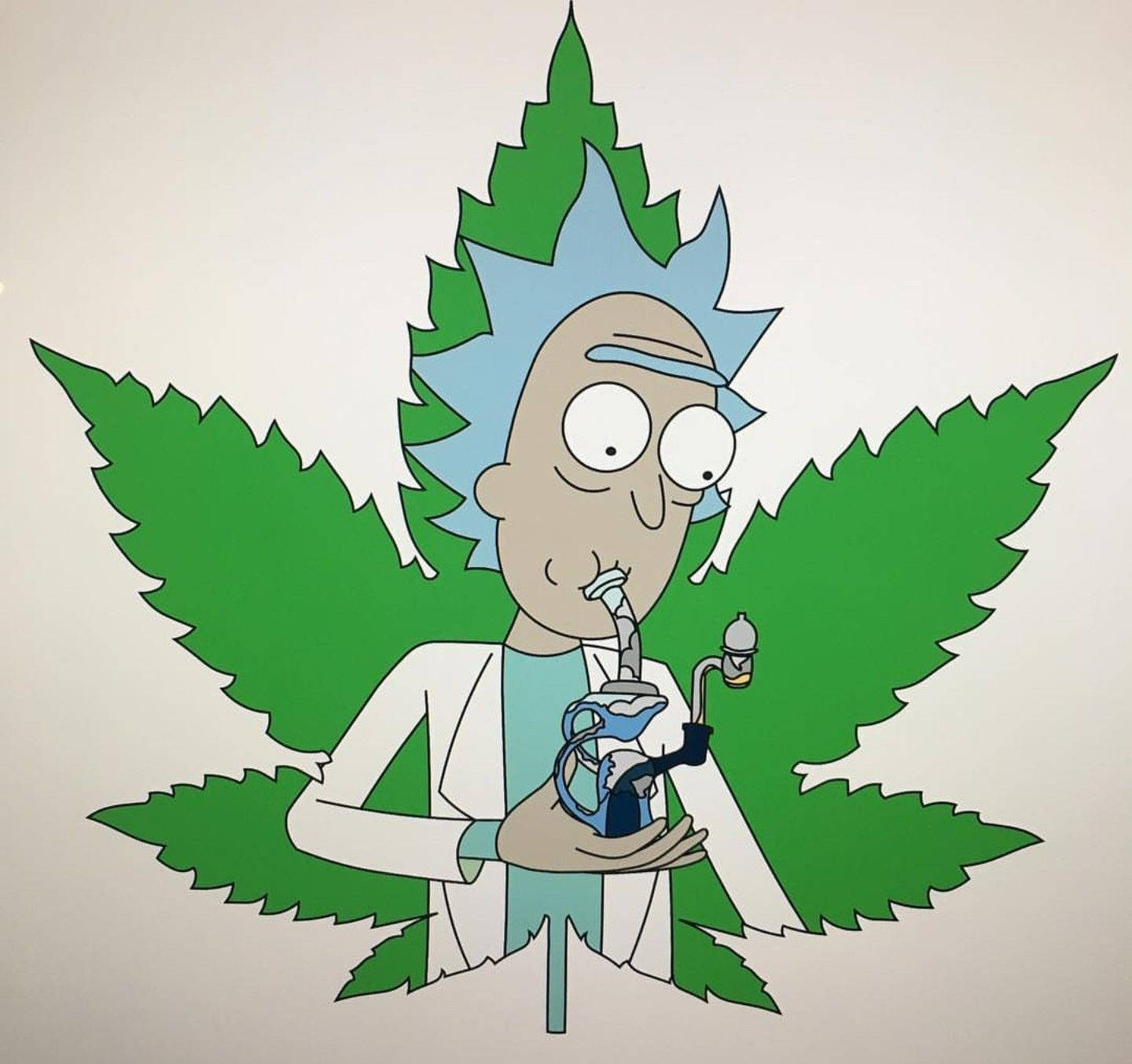 Minimalistic Rick And Morty Smoking Weed Background