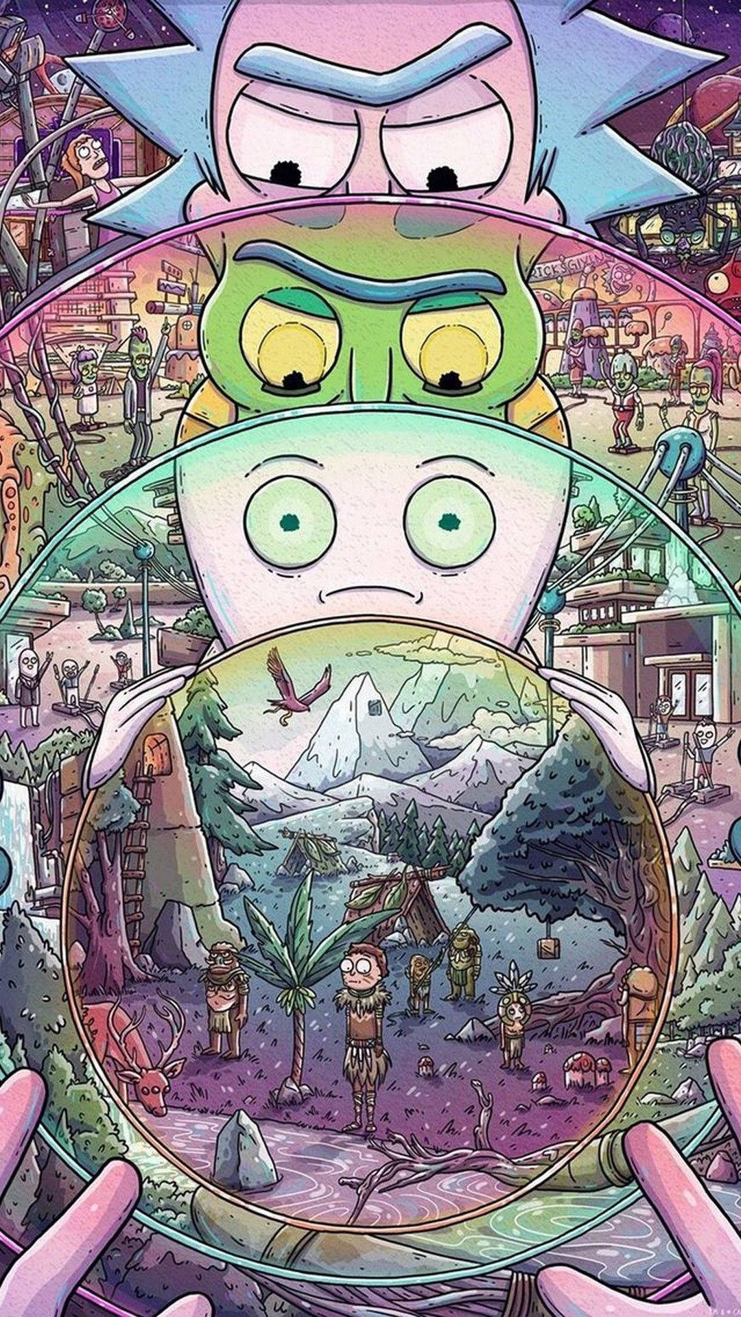 Rick And Morty With Aliens Tablet Wallpaper Wallpaper