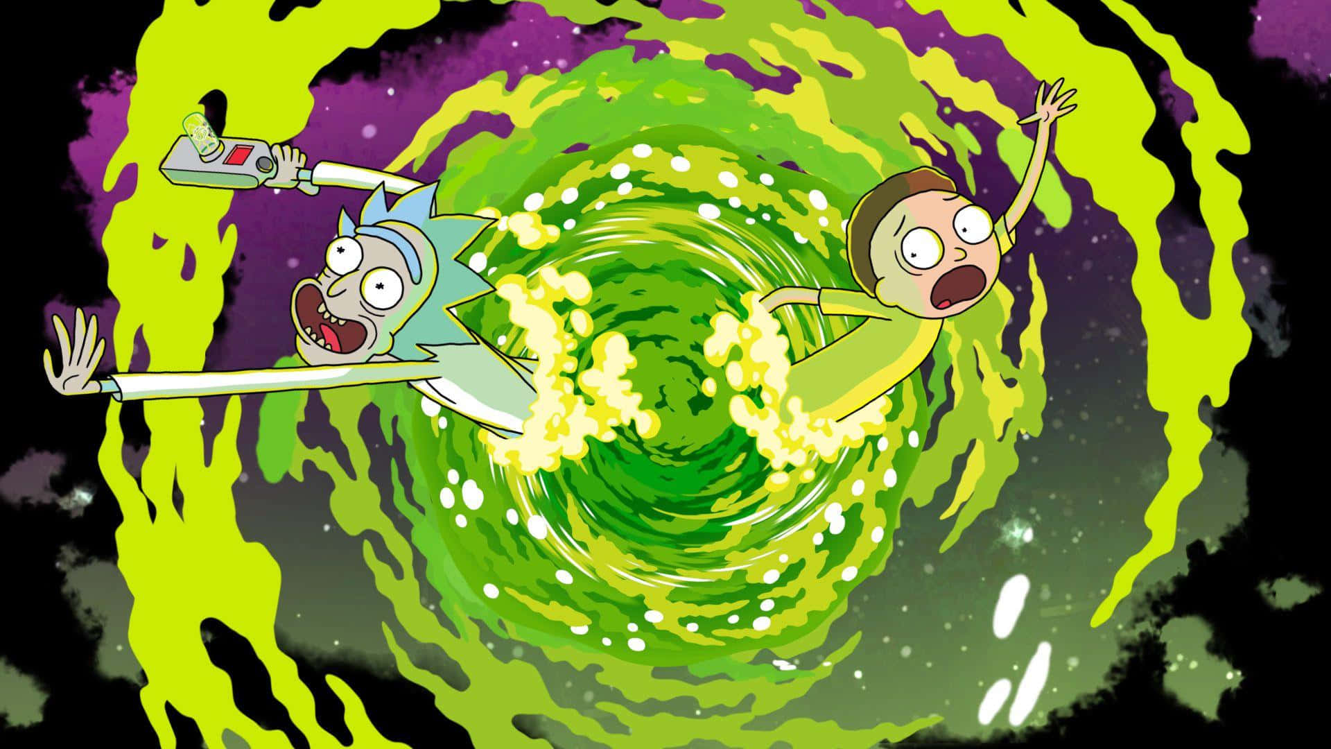 Sfondozoom Di Rick And Morty Con Un Vortice Verde