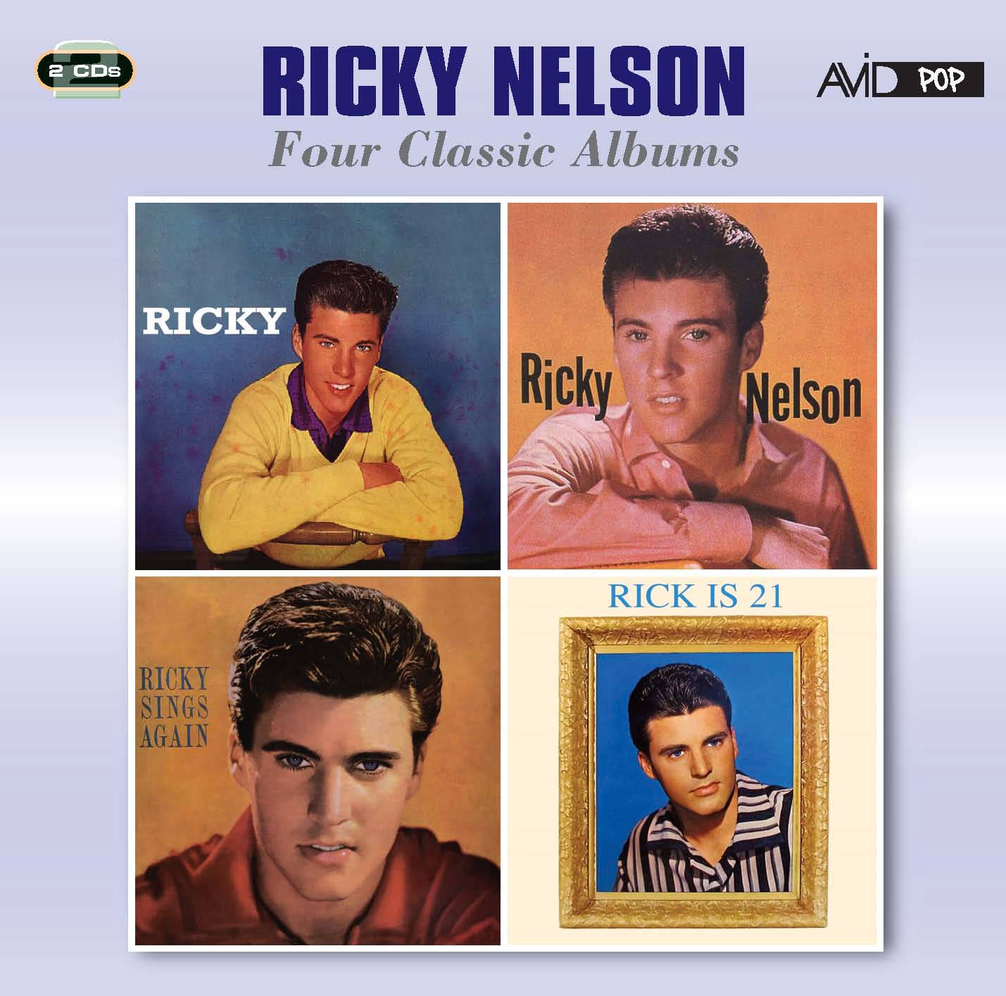 Collagede Portadas De Los Cuatro Álbumes Clásicos De Rick Nelson Fondo de pantalla