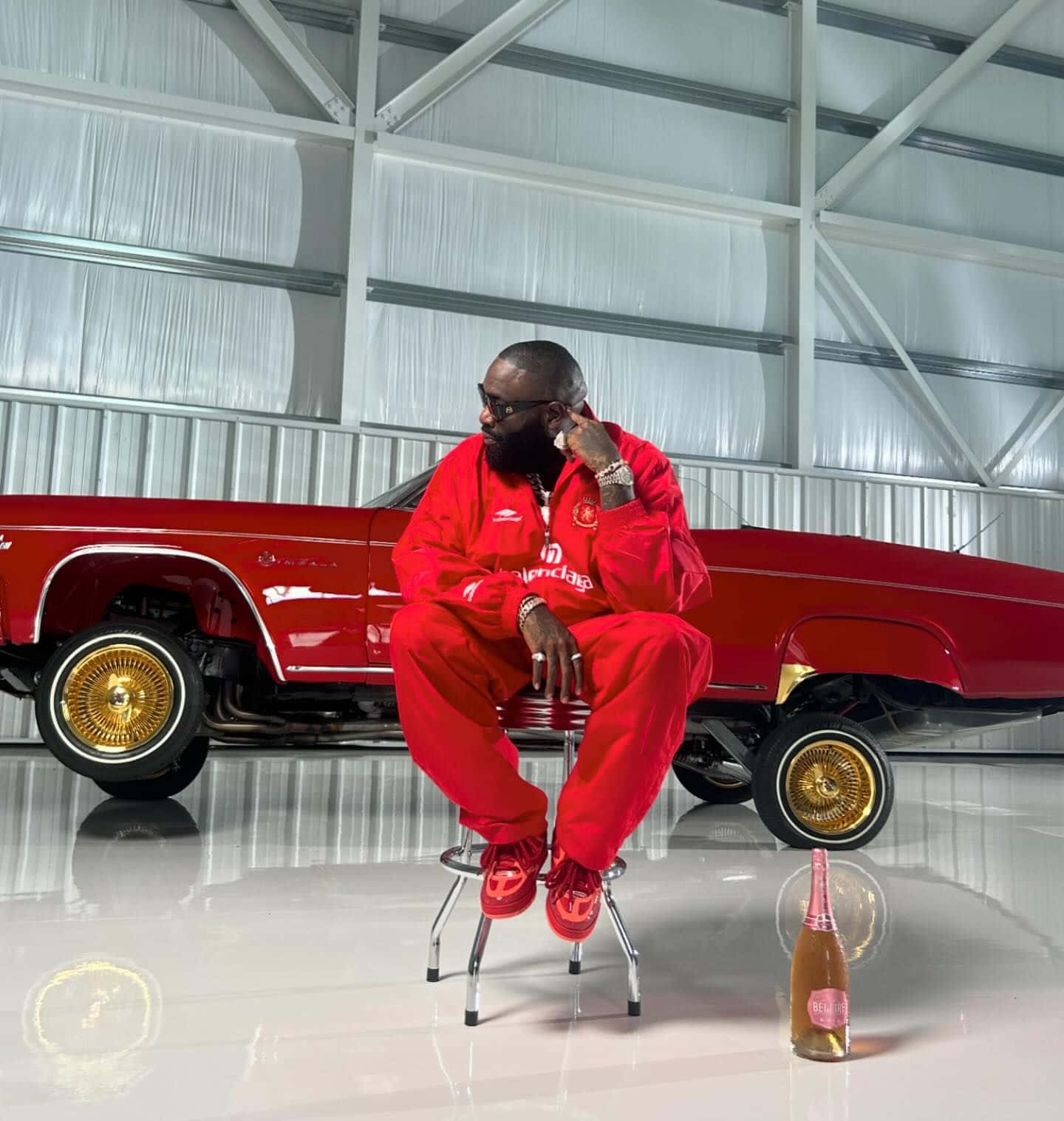 Rick Ross Red Tracksuitand Classic Car Wallpaper