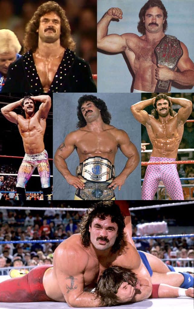 Rick Rude Wwe Legend Photography Collage Wallpaper
