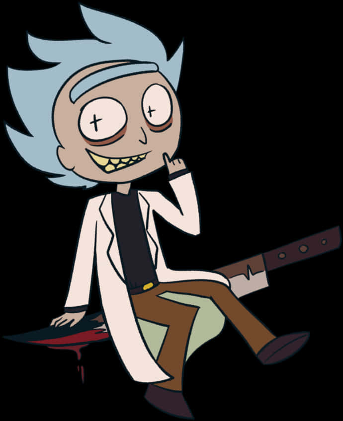 Rick Sanchez Sitting Animated Character PNG