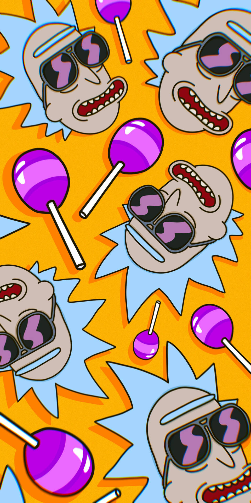 Rick Sanchez With Purple Lollipops Wallpaper