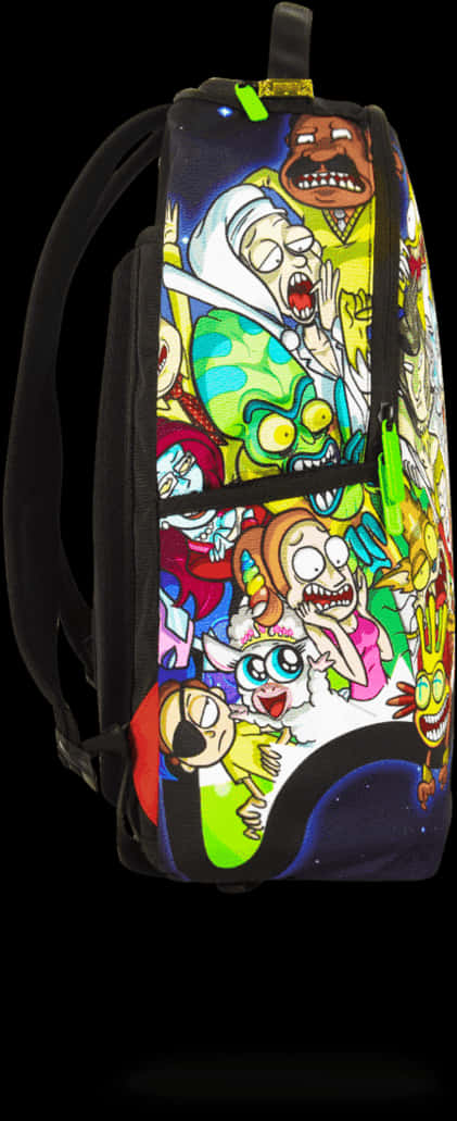 Rickand Morty Character Print Backpack PNG