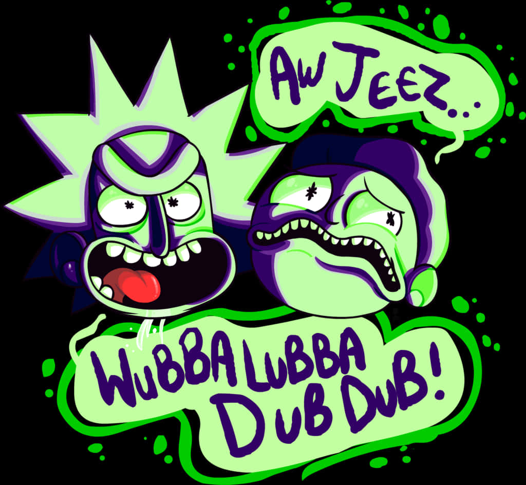 Rickand Morty Expressions Aw Jeez Wubba Lubba Dub Dub PNG