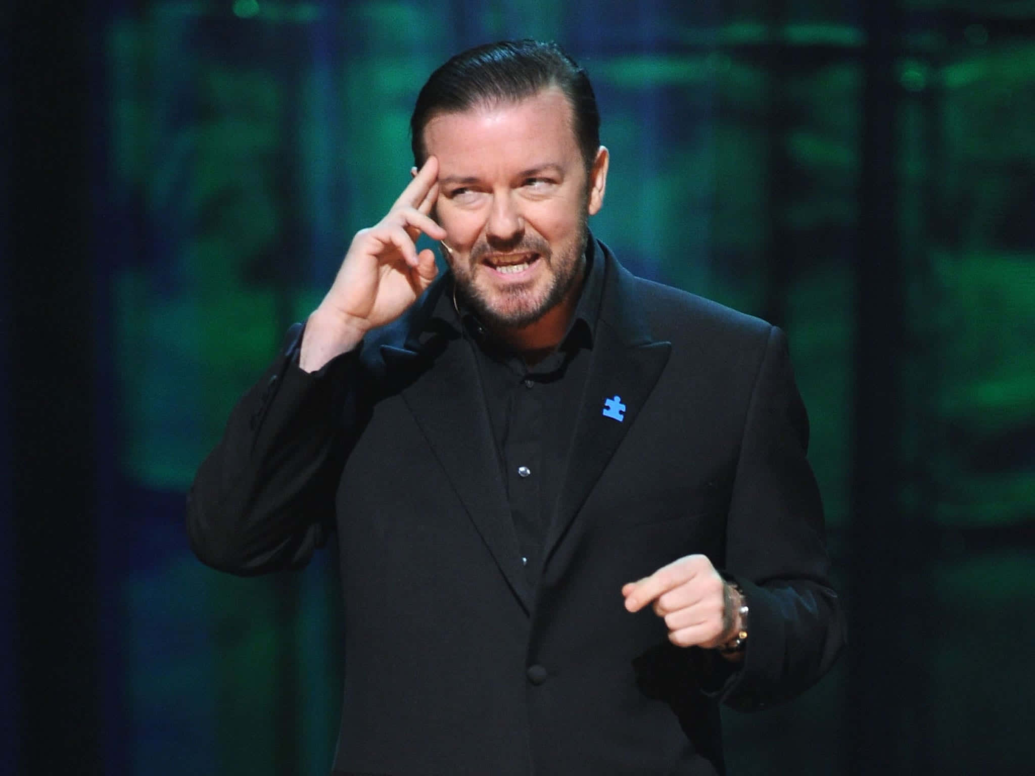 Ricky Gervais - Comedic Genius In Action Wallpaper