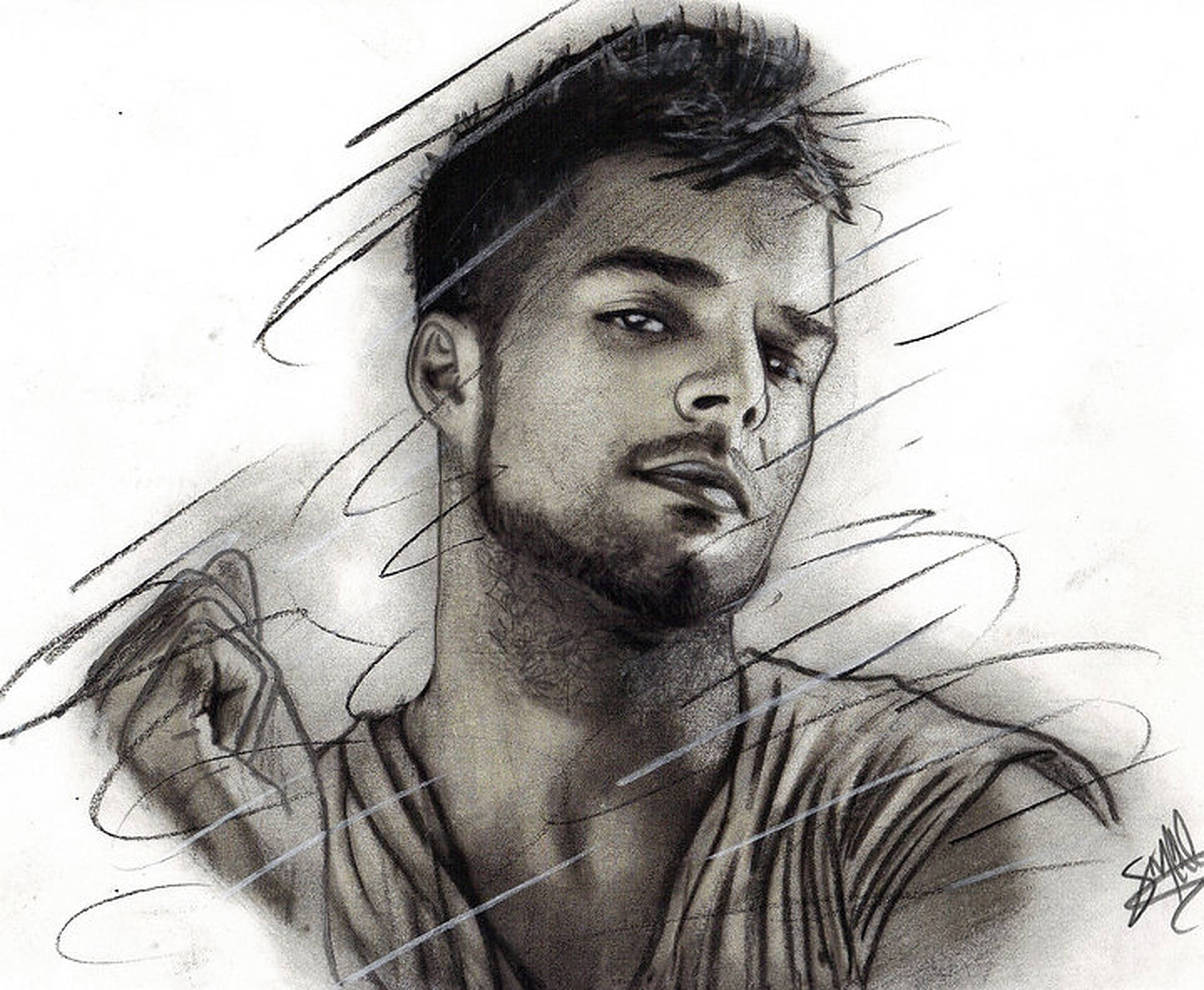 Ricky Martin Digital Art Sketch Wallpaper