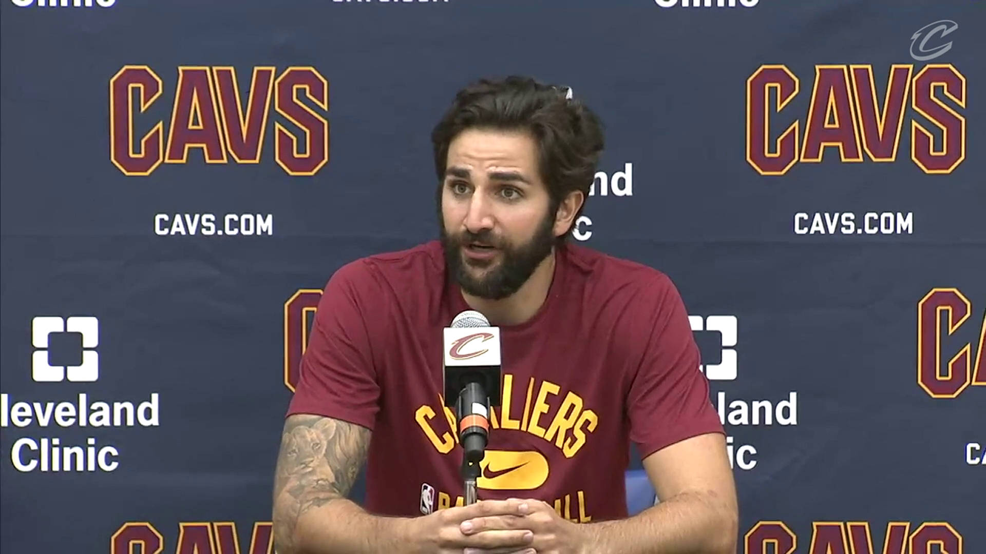 Ricky Rubio addressing a press conference Wallpaper
