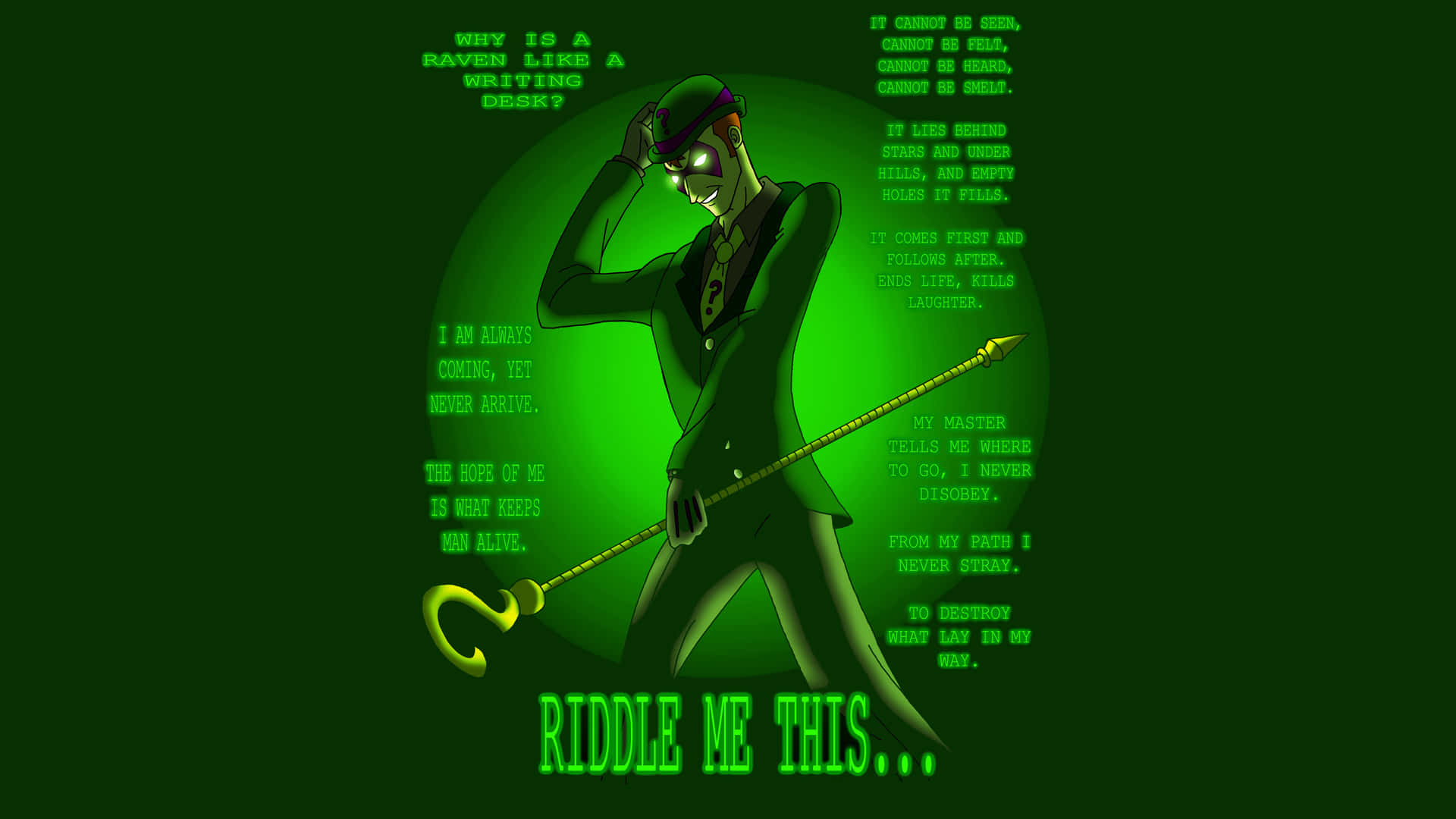 Riddle Me This Green Backdrop Wallpaper