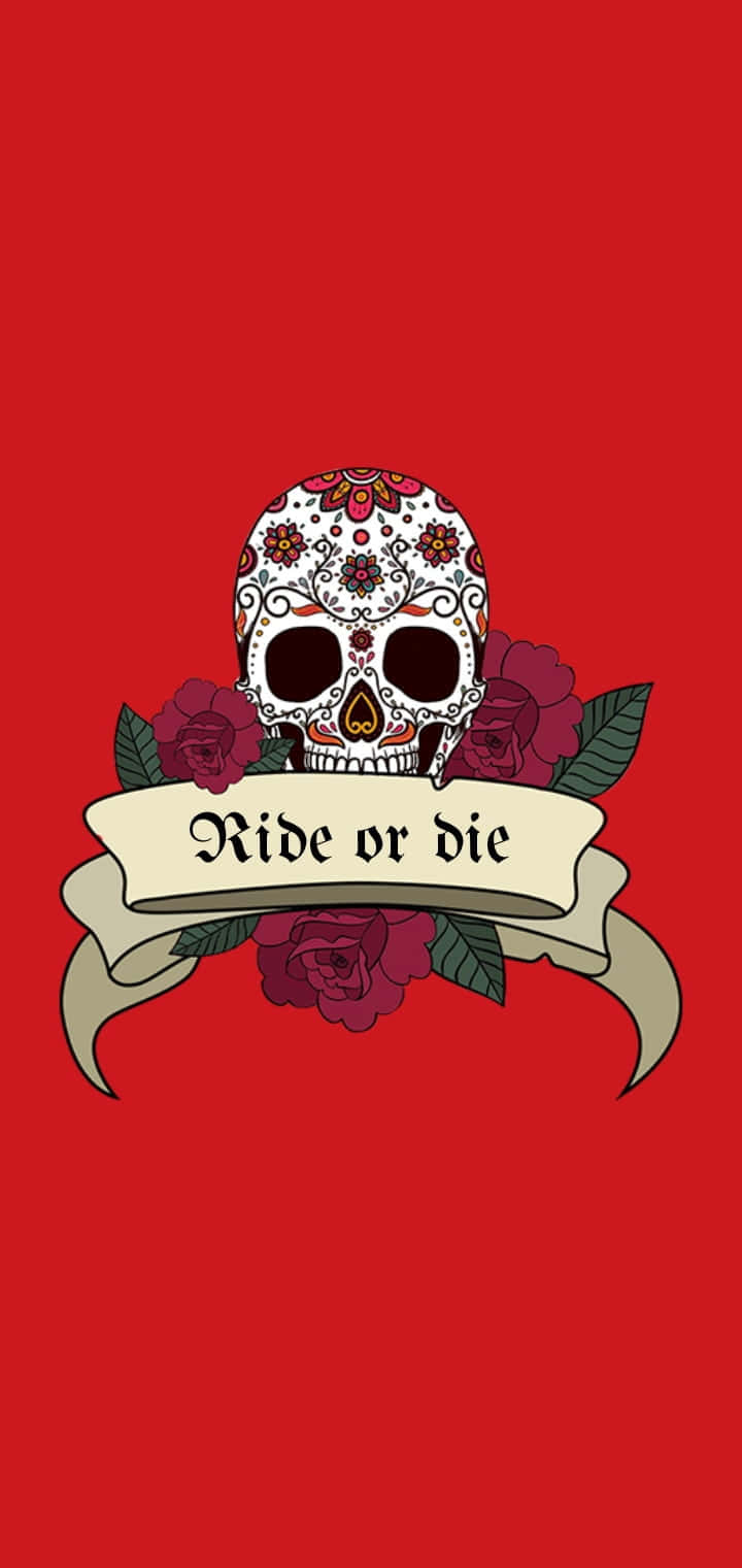 Ride Or Die Skull And Roses Wallpaper