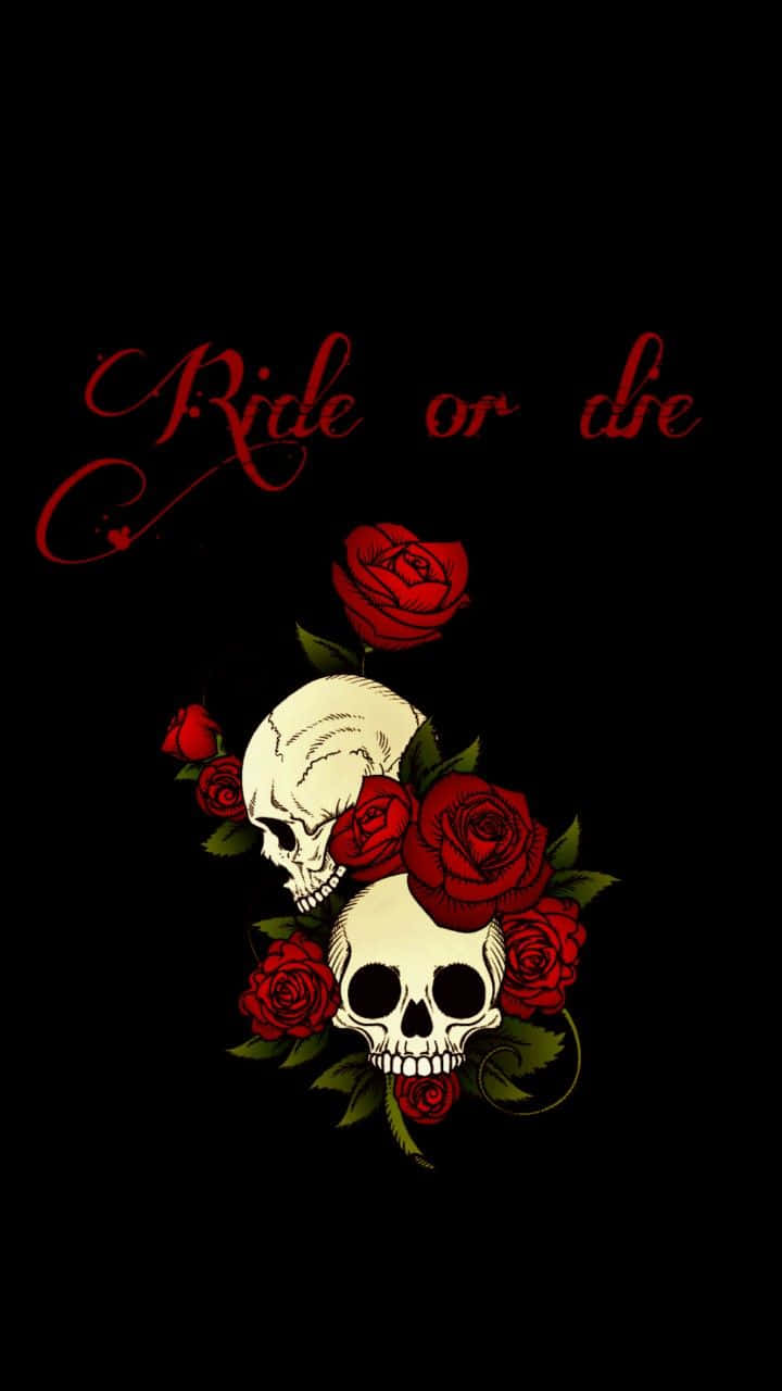 Ride Or Die Skull Rose Black Art Wallpaper