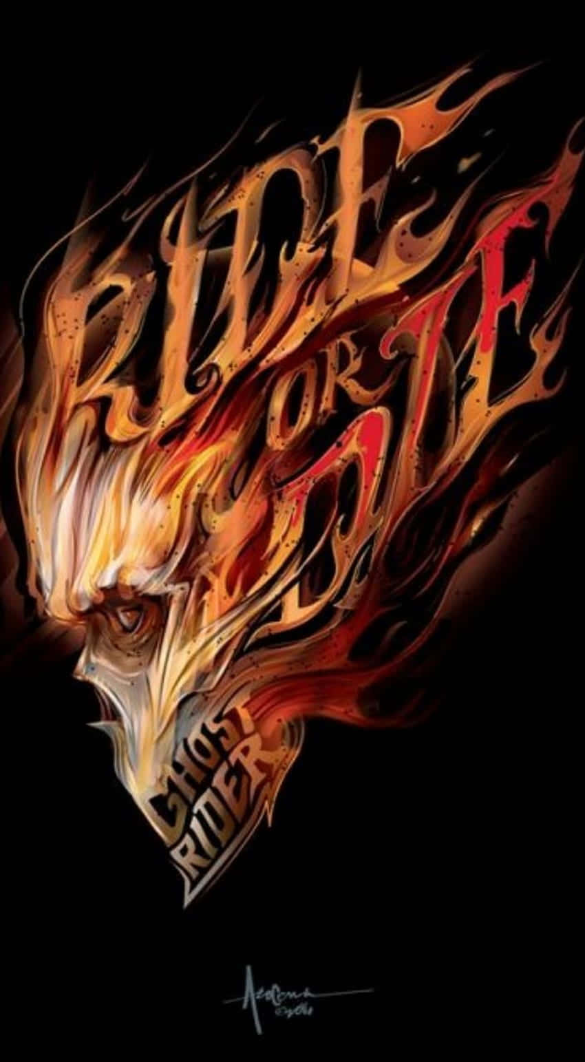 Ride Or Die Skull Flame Art Wallpaper
