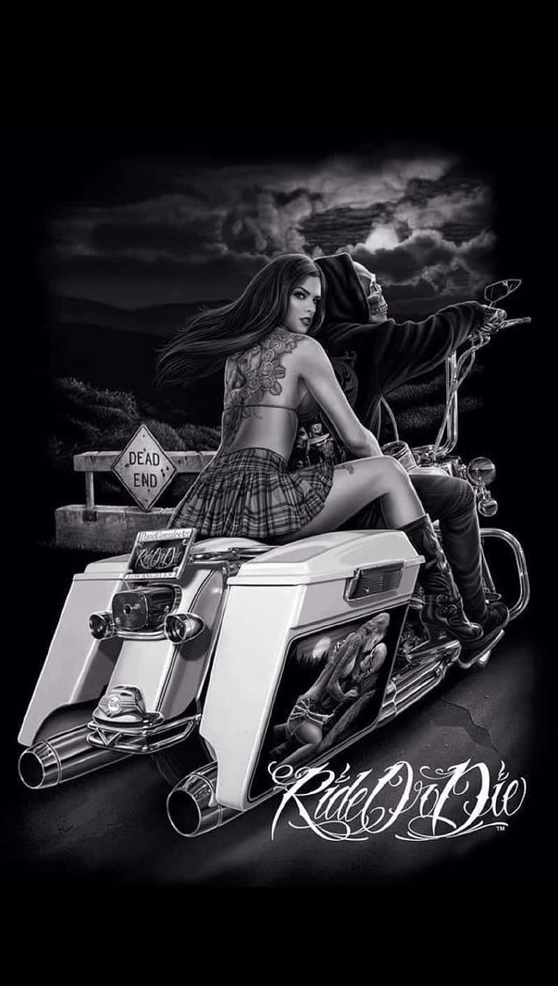 Ride Or Die Woman In Motorcycle. Wallpaper