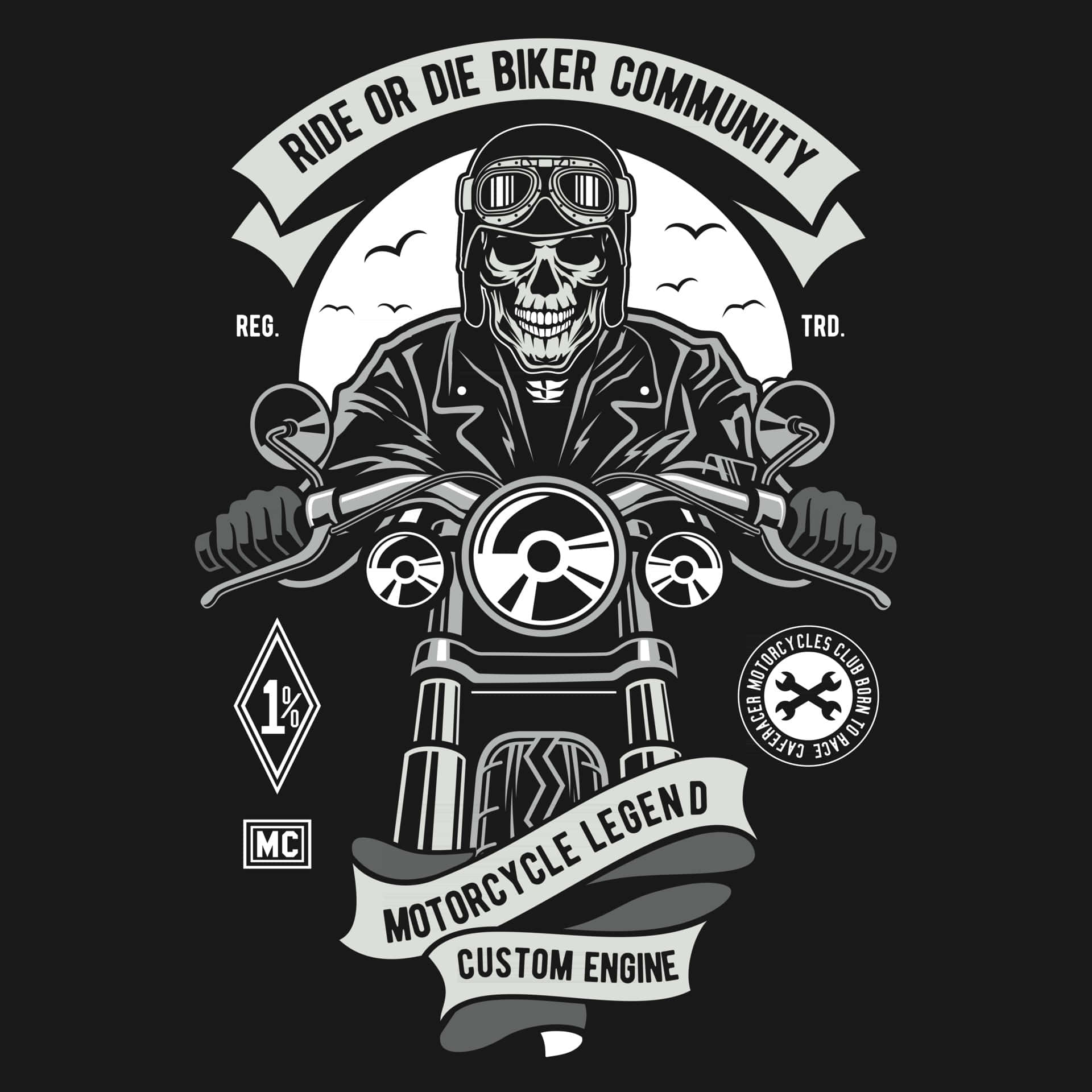 A Motorcycle With A Skull On It Wallpaper