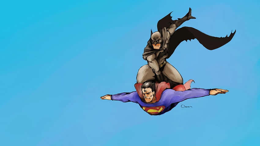 Ridiculous Superman And Batman Sketch Wallpaper