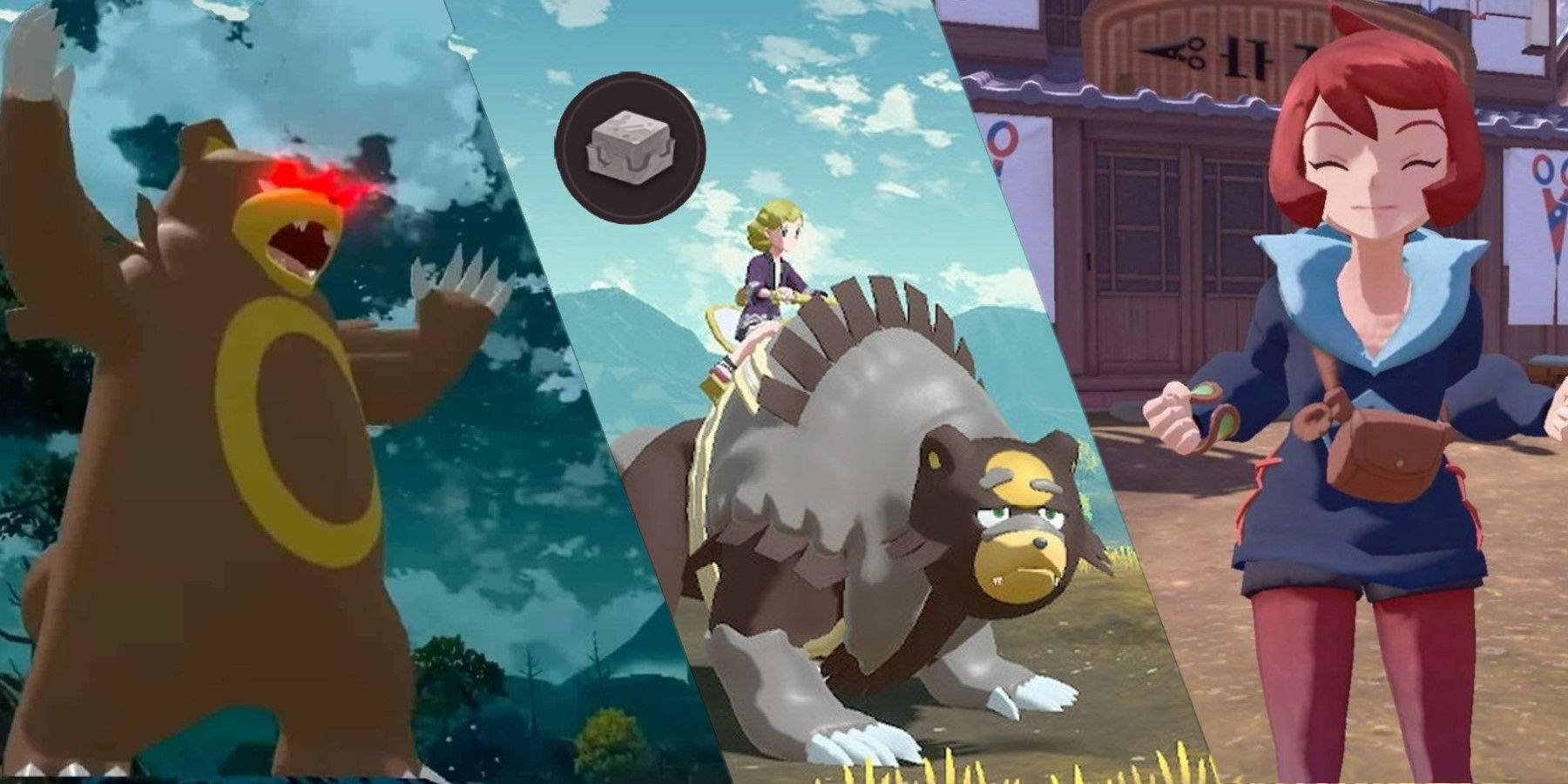 Riding Ursaluna In Pokémon Legends Arceus Wallpaper