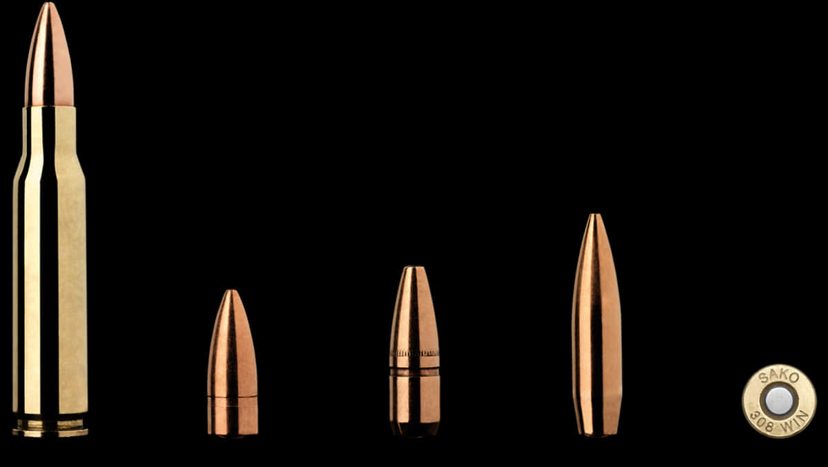 Rifle Cartridge Components Disassembled PNG