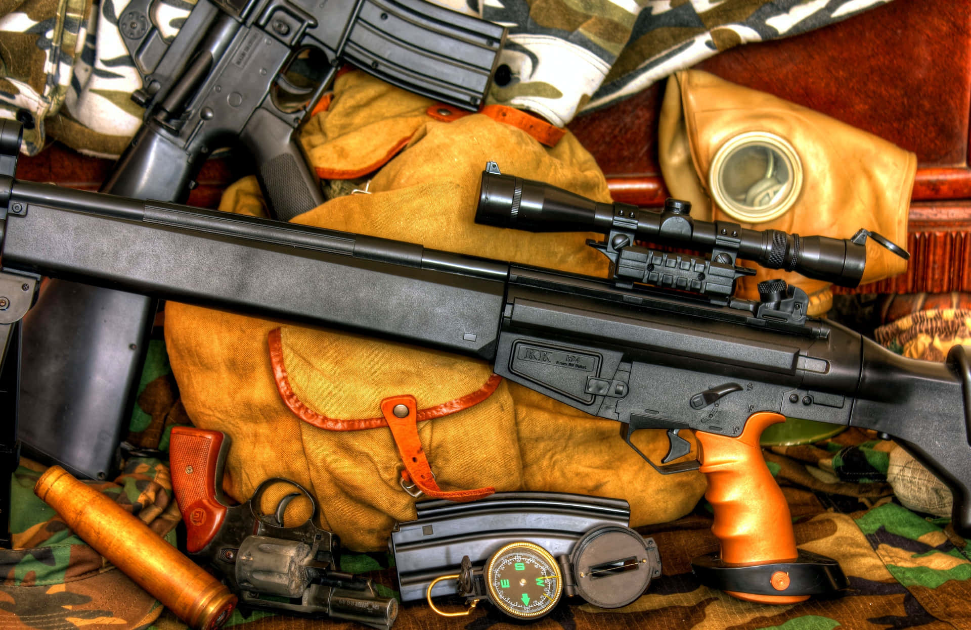 A hunter with an AR-15 rifle