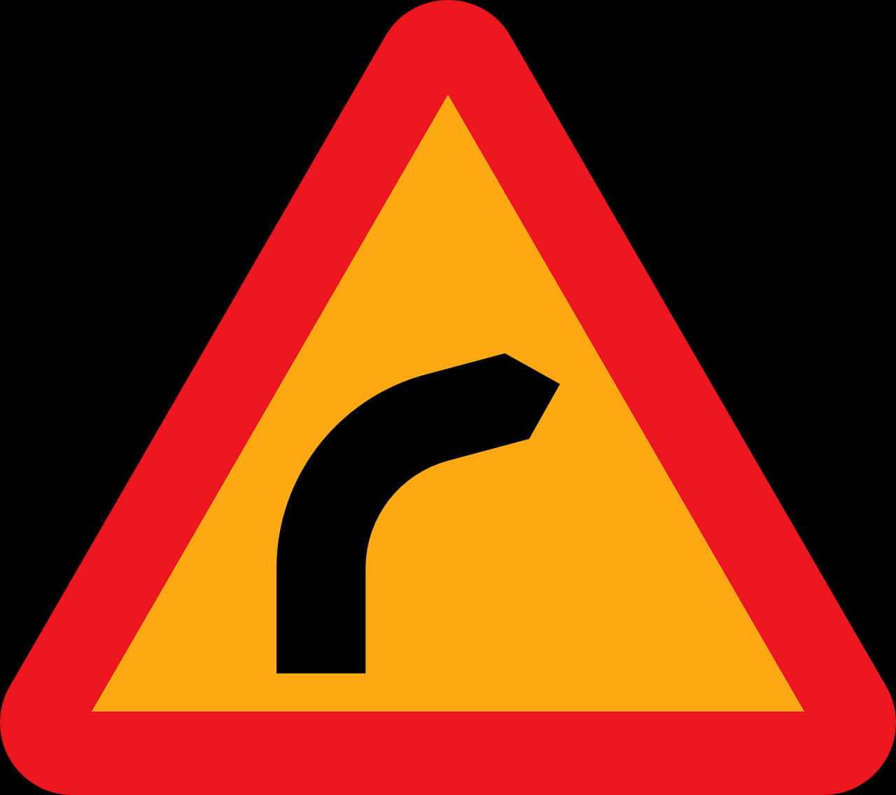 Right Curve Warning Sign PNG