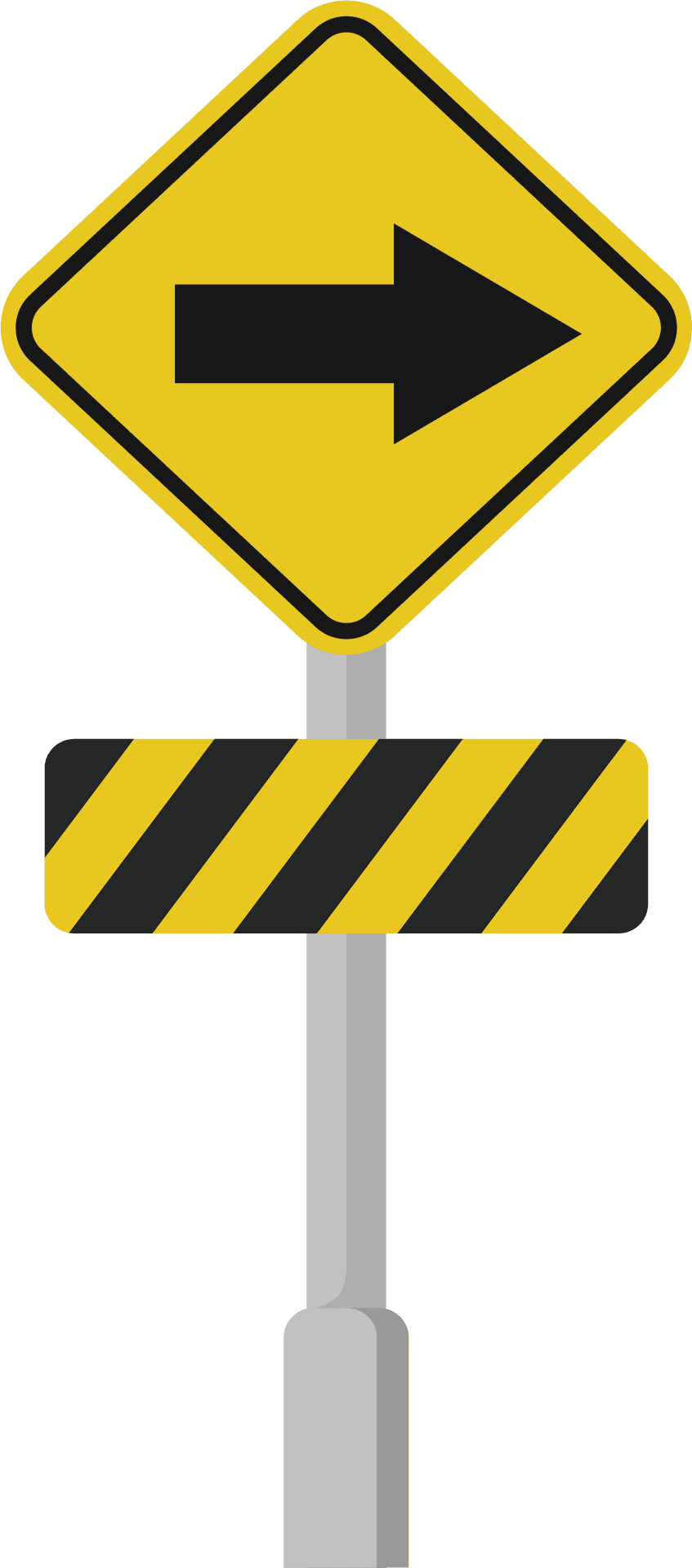 Right Turn Arrow Road Sign PNG