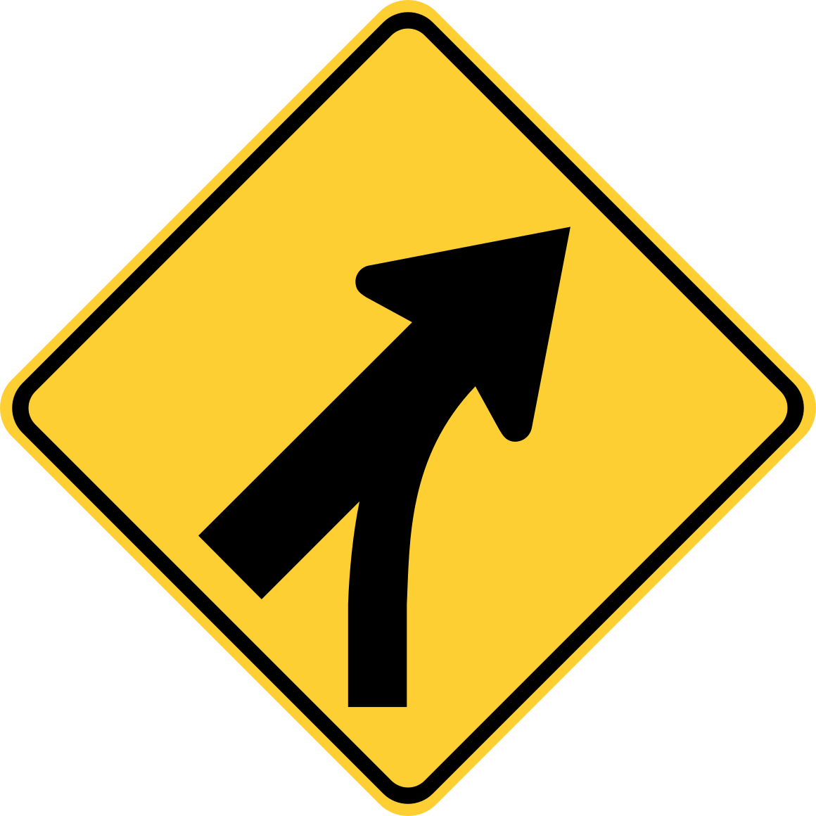 Right Turn Arrow Road Sign PNG