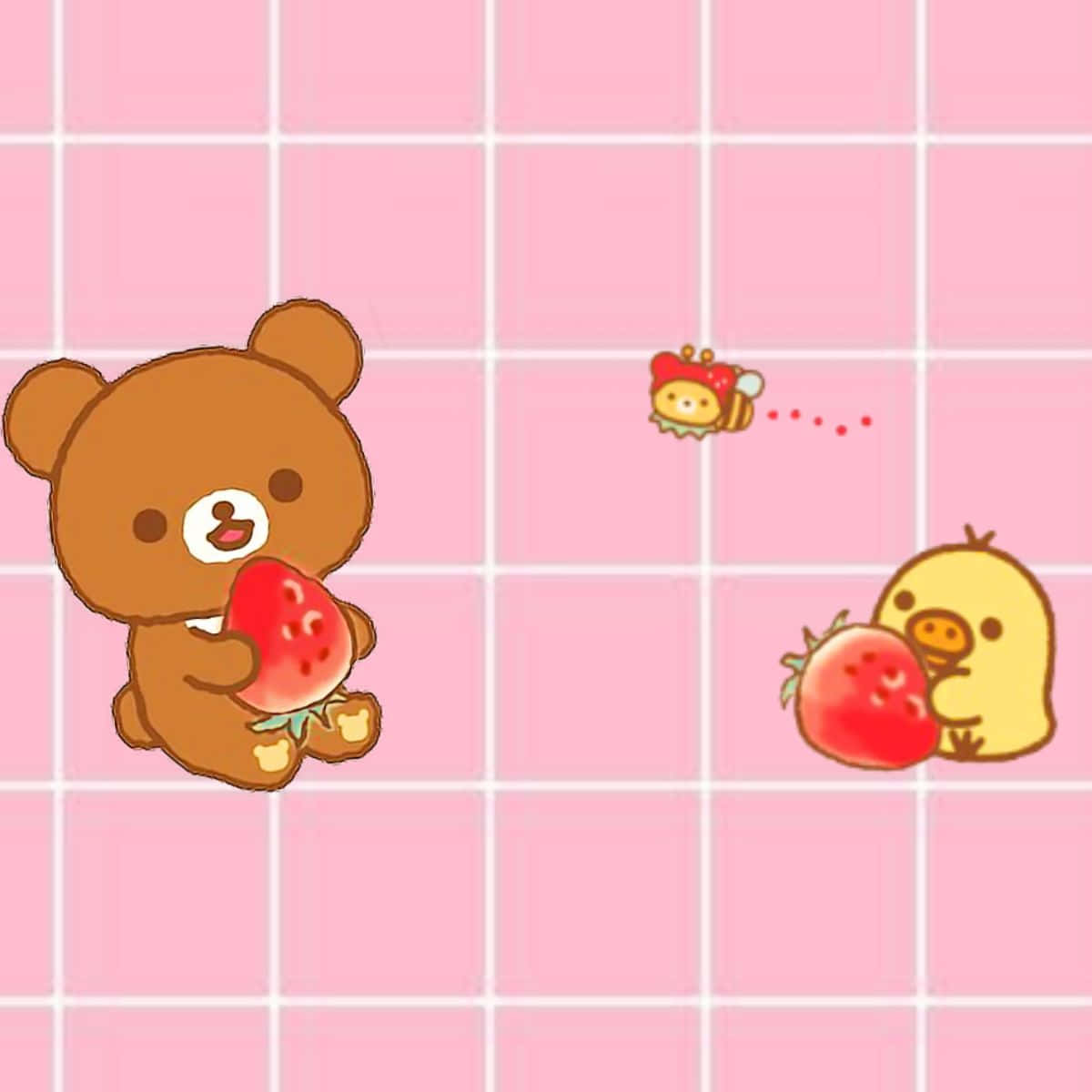 Rilakkuma and Friends Relaxing on a Light Background