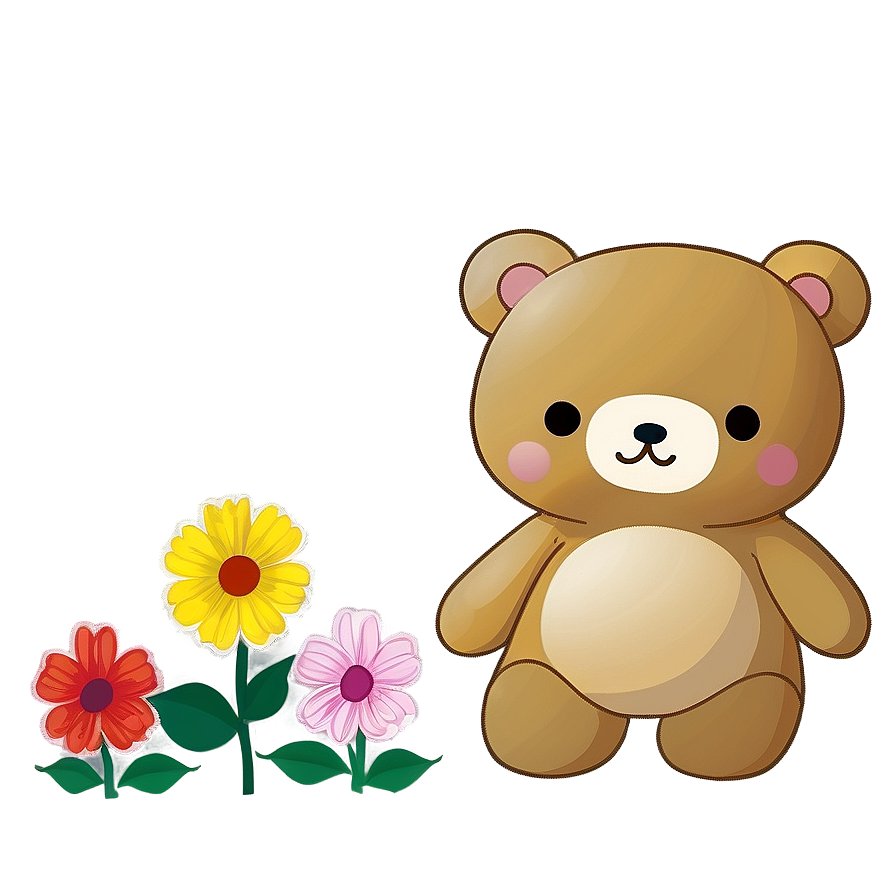 Rilakkuma And Flowers Png Qju58 PNG