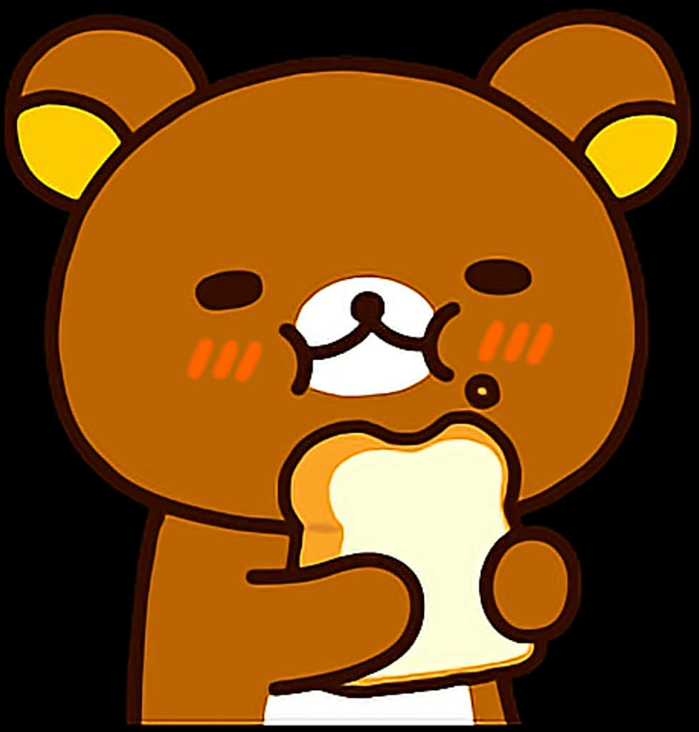 Rilakkuma Eating Bread Cartoon PNG