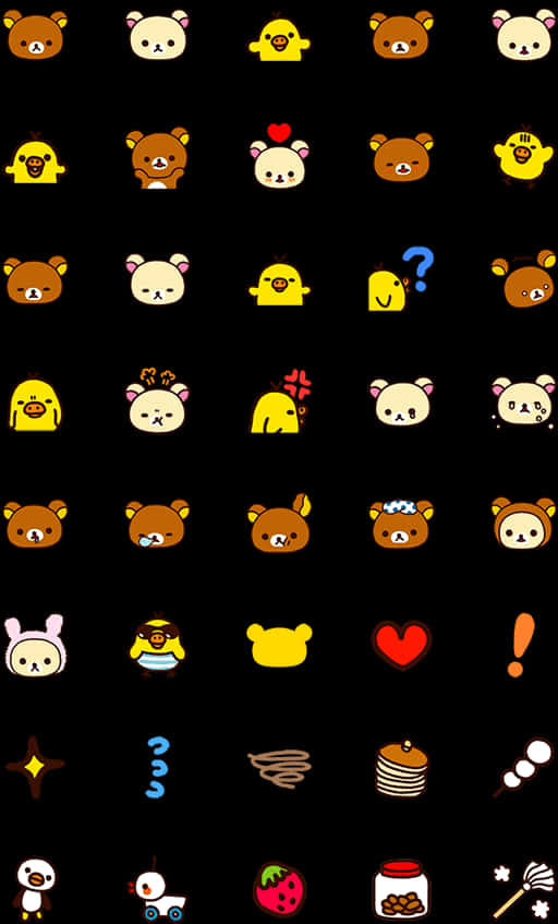 Rilakkuma Emoji Pattern Background PNG