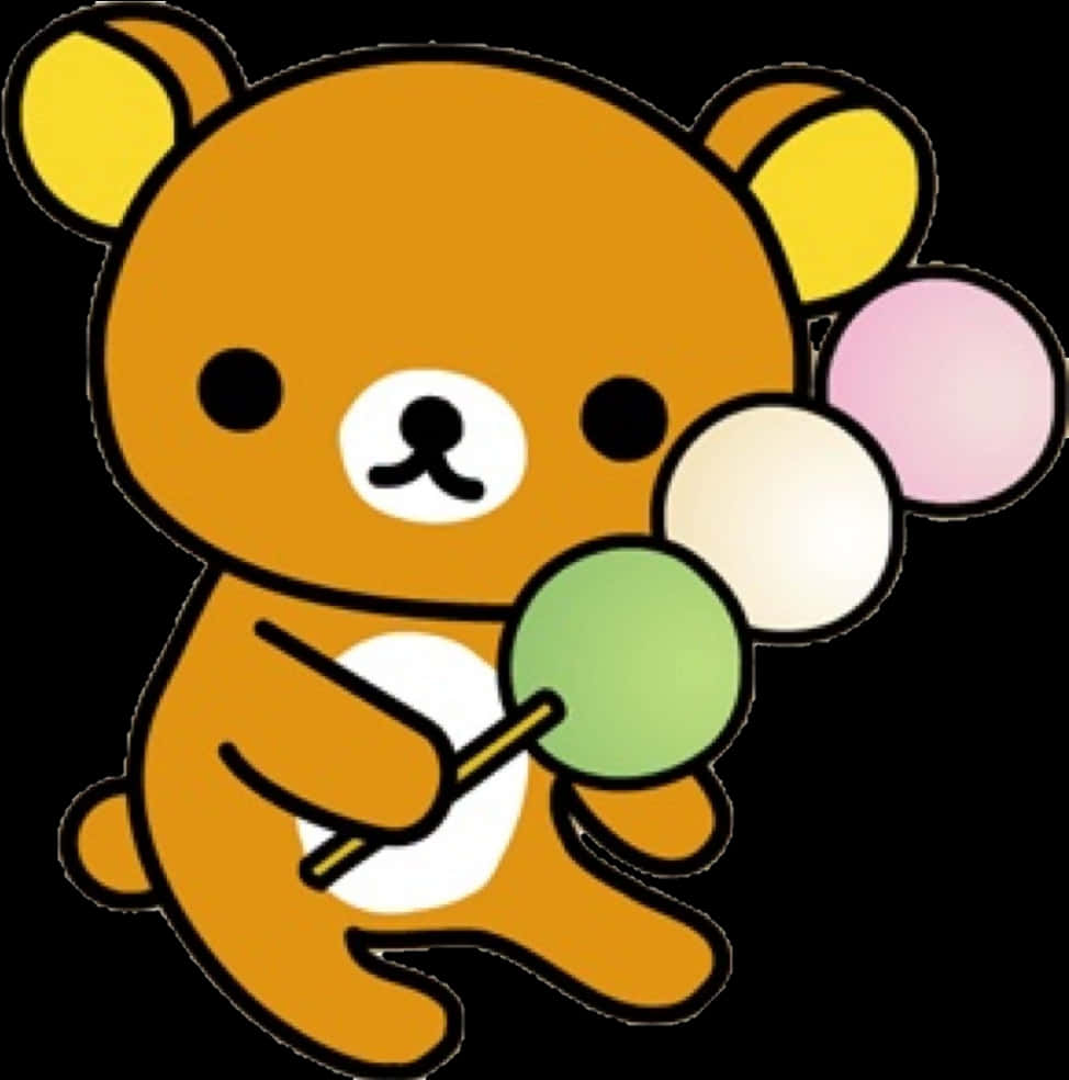 Download Rilakkuma Holding Dango Sticks | Wallpapers.com