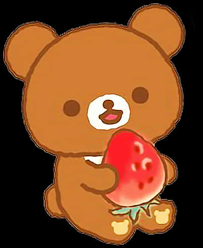 Rilakkuma Holding Strawberry Cartoon PNG