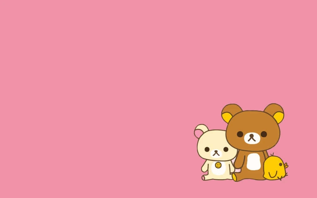 Download A Brown Bear And A Brown Bunny On A Pink Background Wallpaper ...