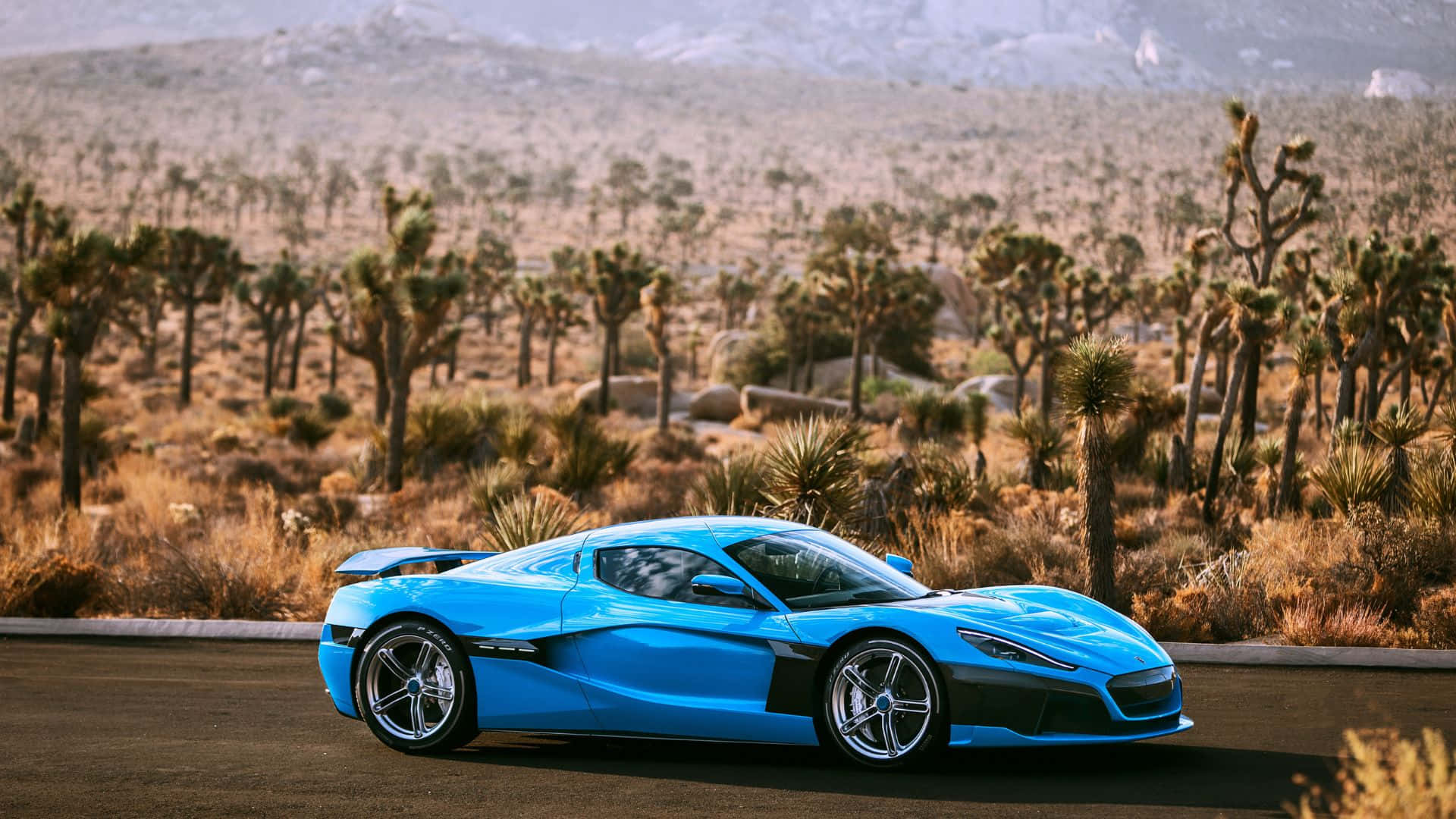 Rimac Nevera Electric Hypercar on the Road Wallpaper