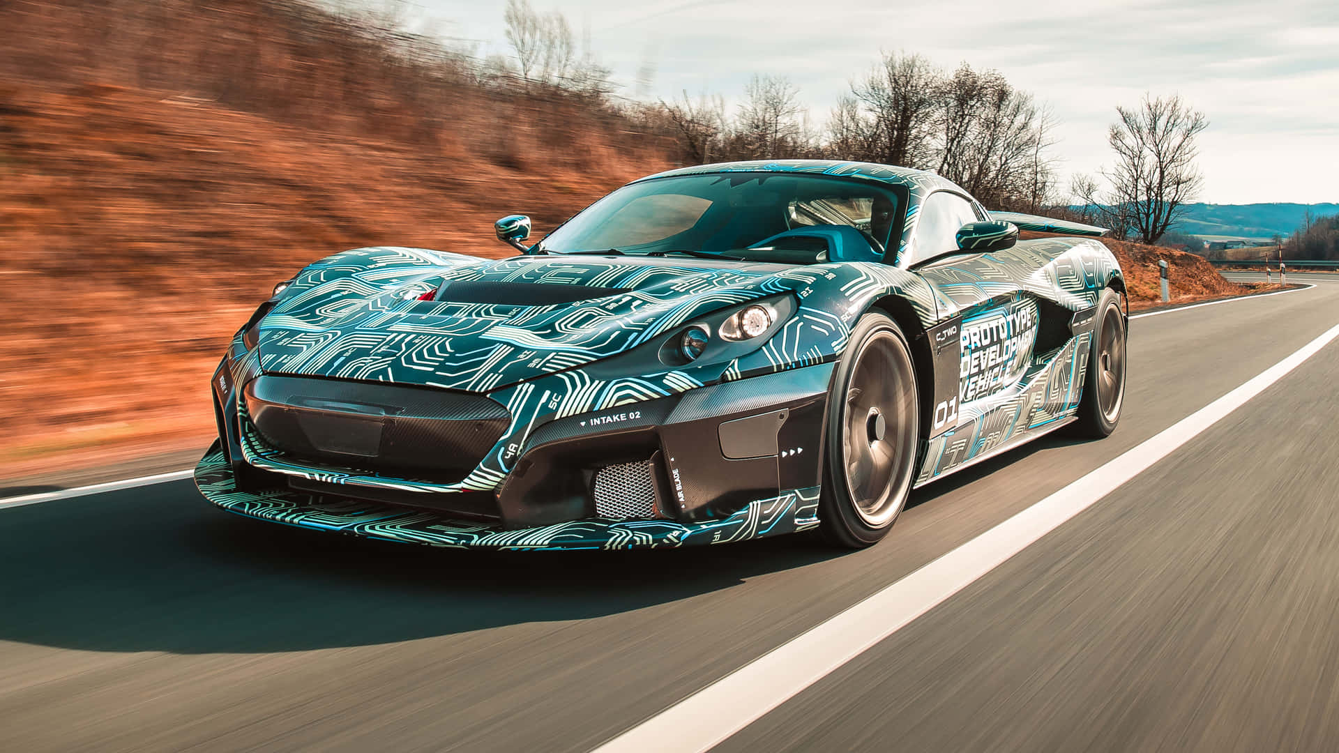 Prototype Rimac C_two Sur Route Fond d'écran