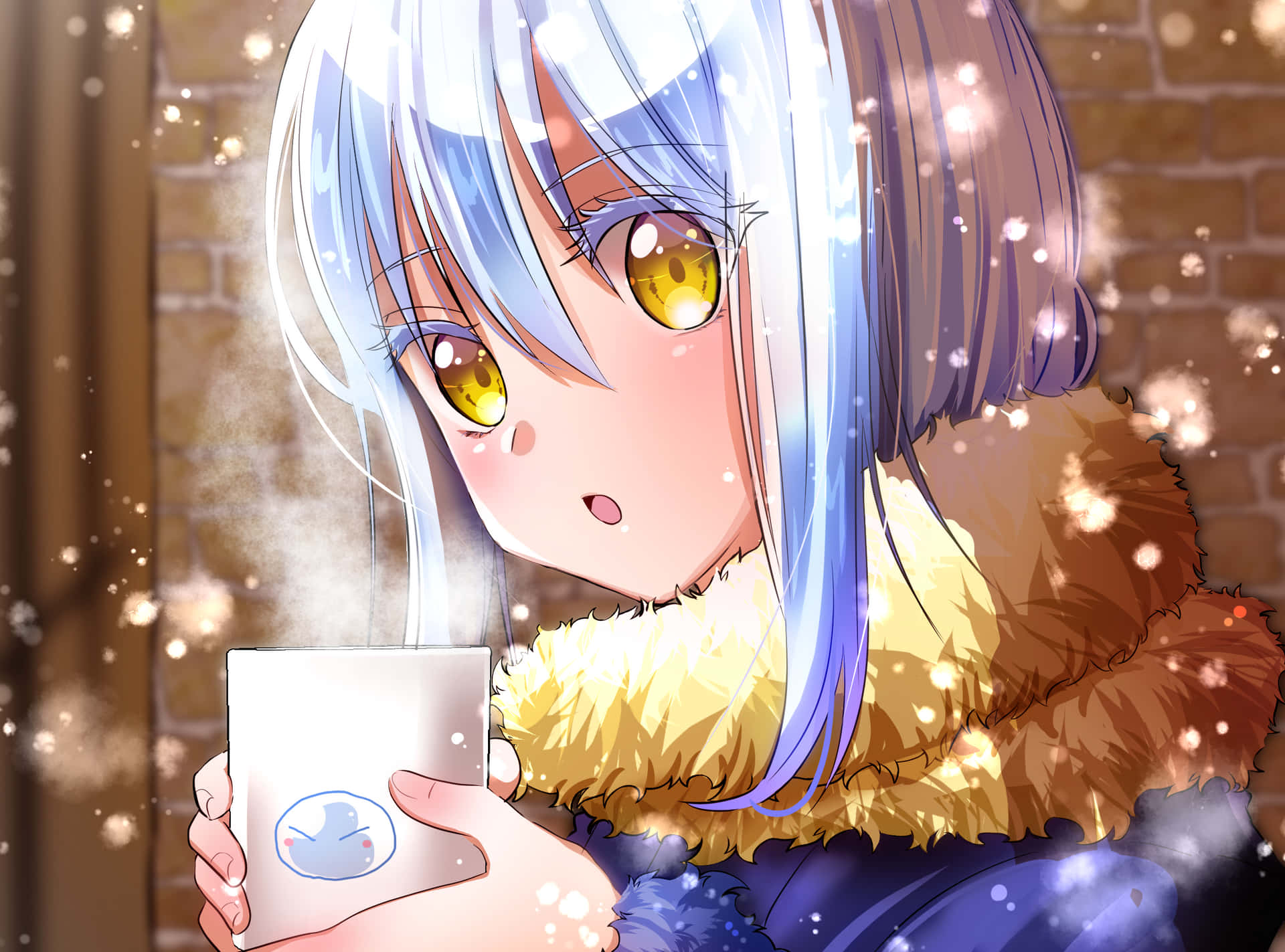 Rimuru Pfp With Hot Drink Background