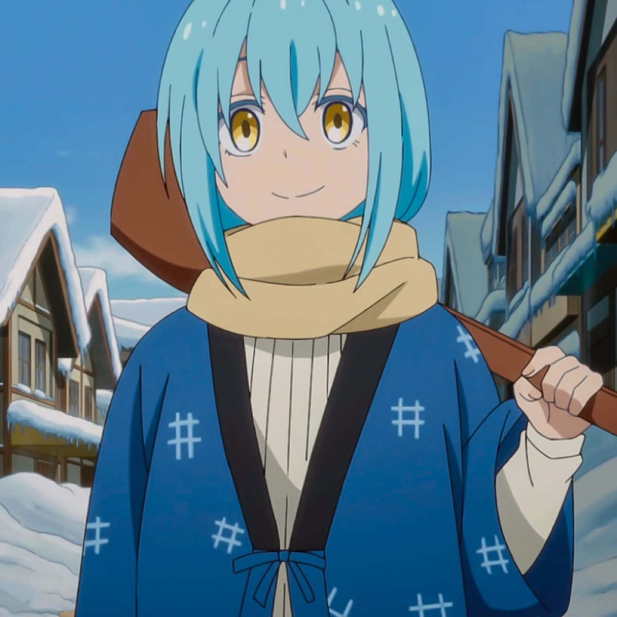 Rimuru Pfp With Winter Clothes Background