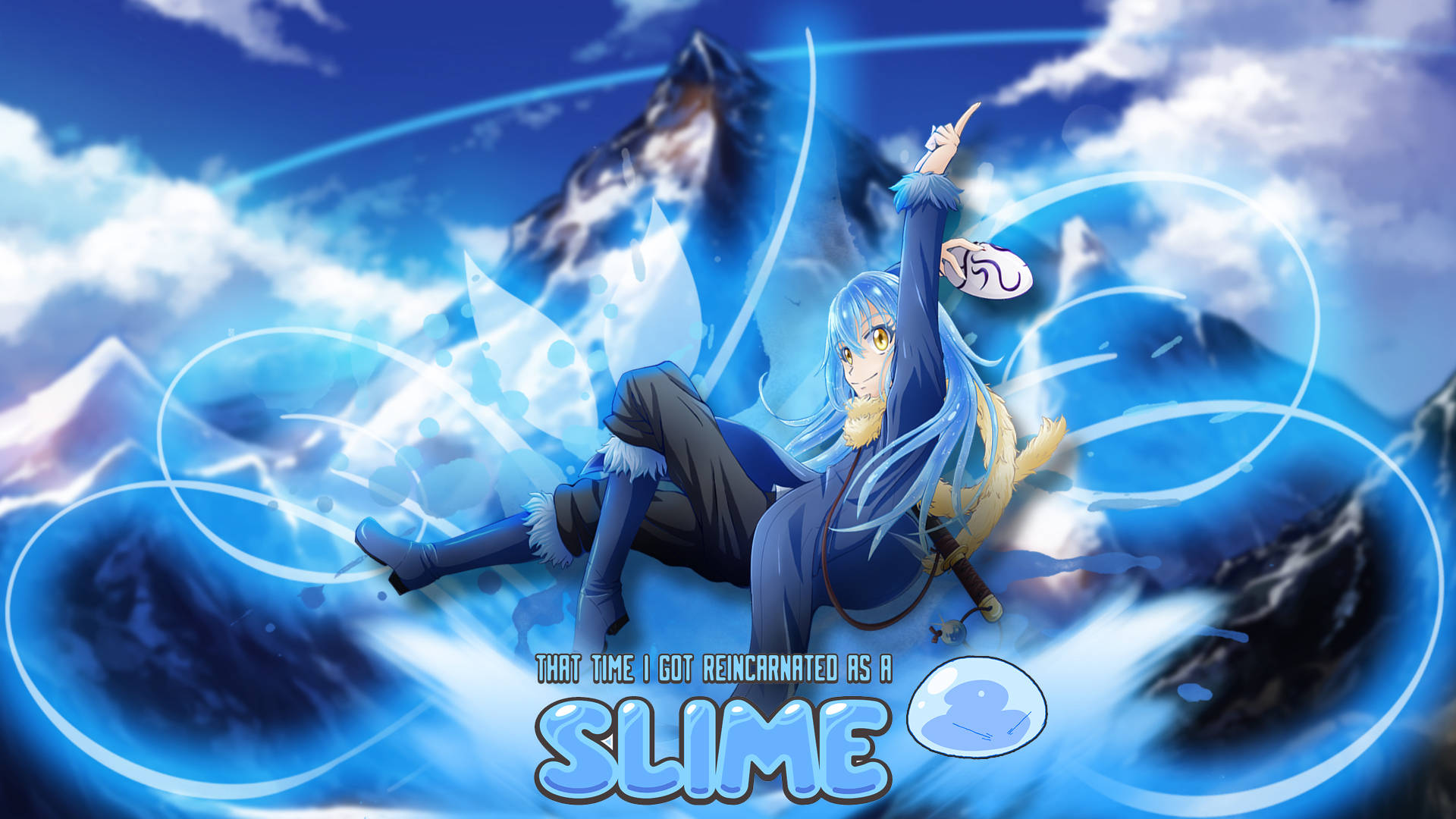 Nyd scener af Rimuru Tempest, den kvikke, underholdende hovedpersonen fra Slime Series på denne Anime Fanart Bakgrund. Wallpaper