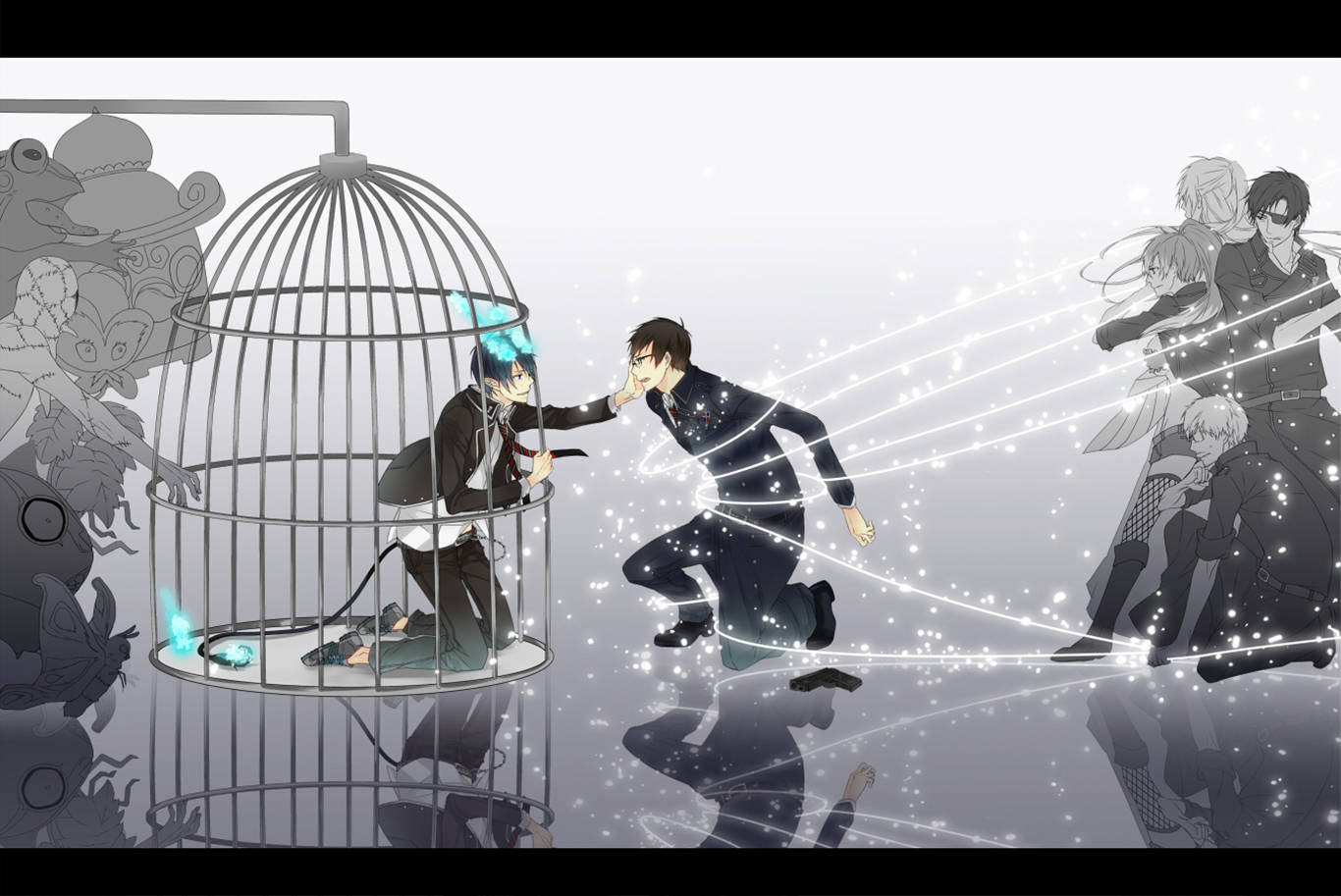 Rin In Cage Blue Exorcist Wallpaper