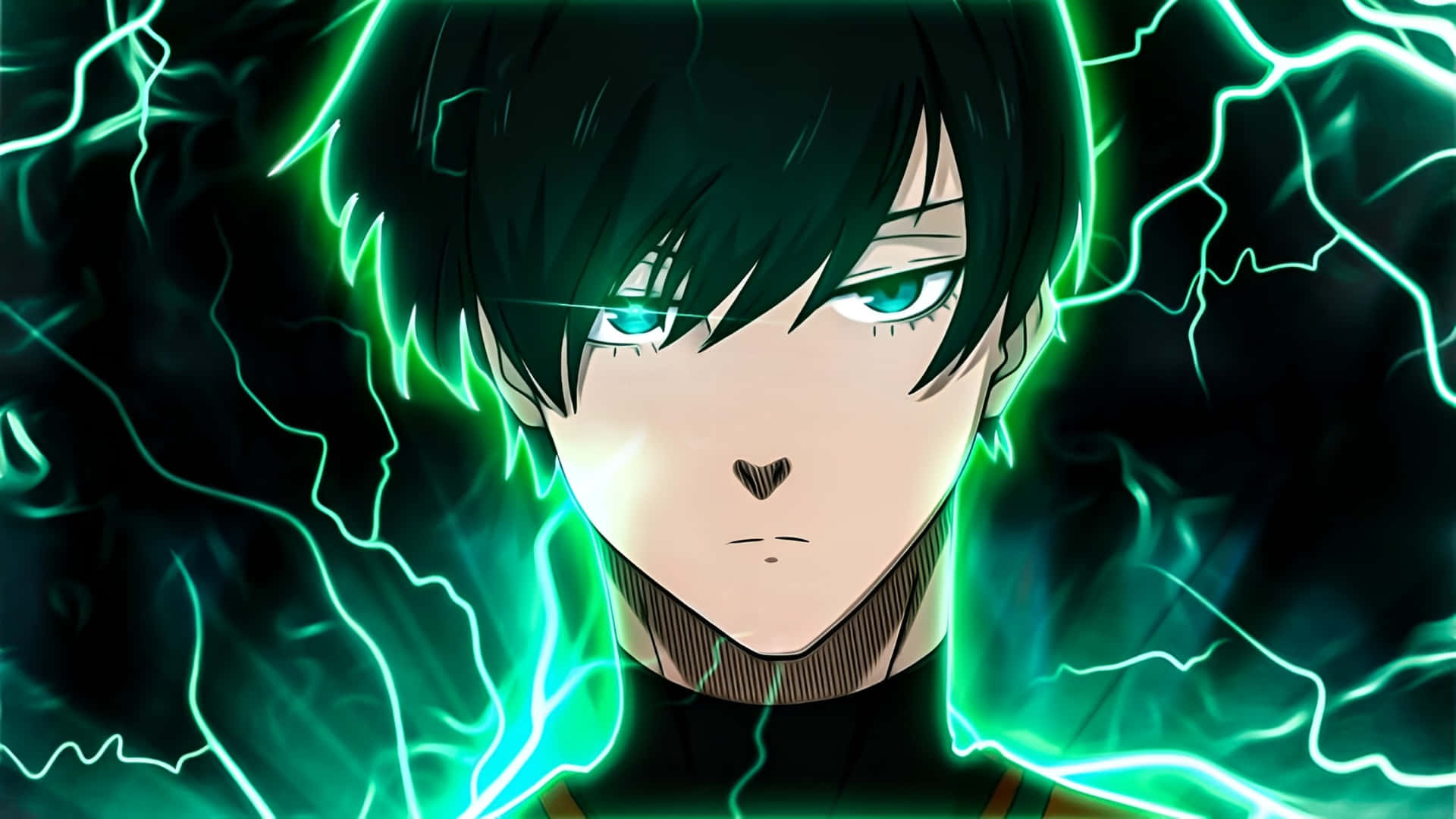 Rin Itoshi Con Aura Eléctrica Intensa Fondo de pantalla