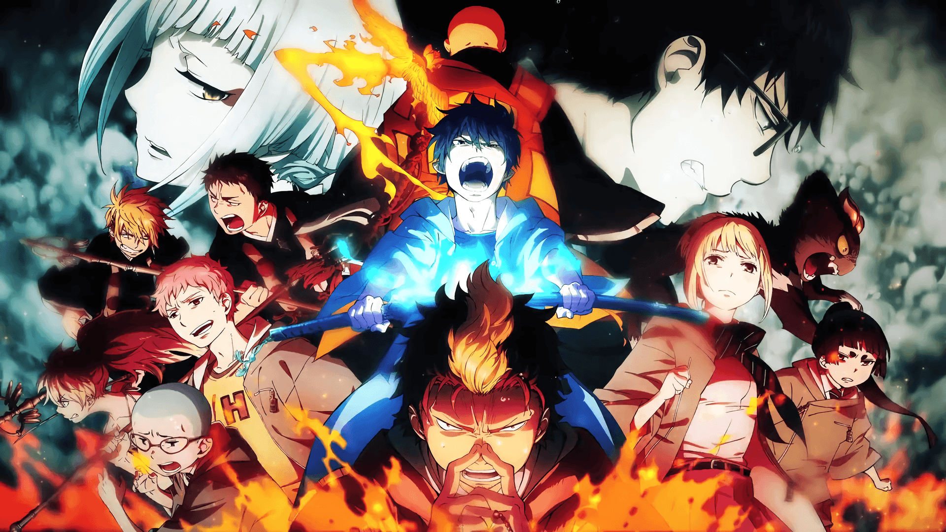 "rin Okumura Battling Demons In The Blue Exorcist Anime Series"
