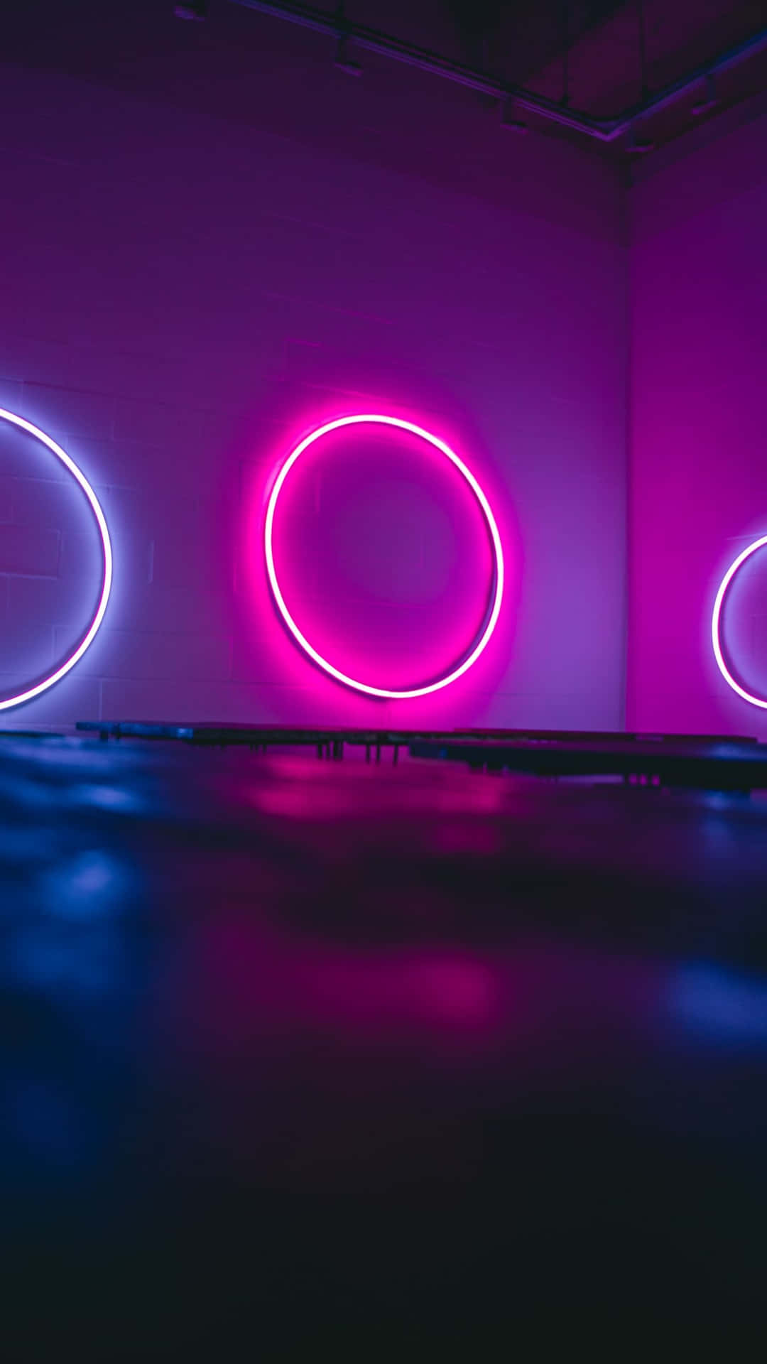 Three Neon Circles In A Room