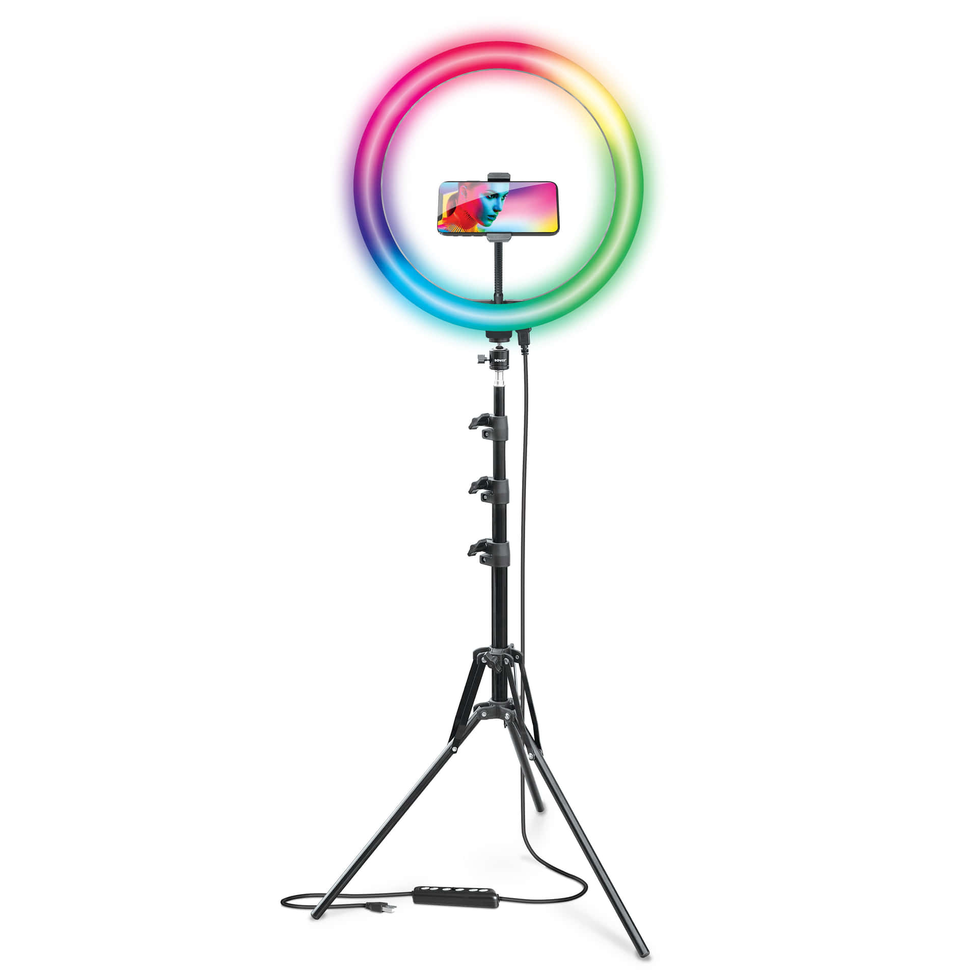 A Ring Light Stand With A Phone On It