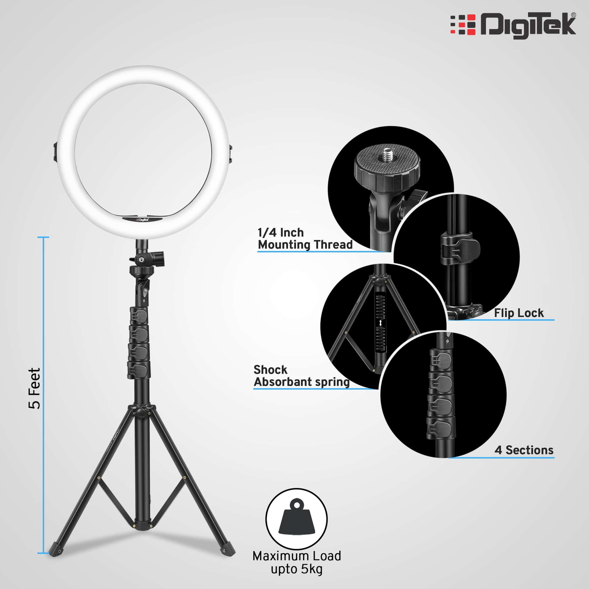 Digitaltek Ring Light With Tripod And Instructions